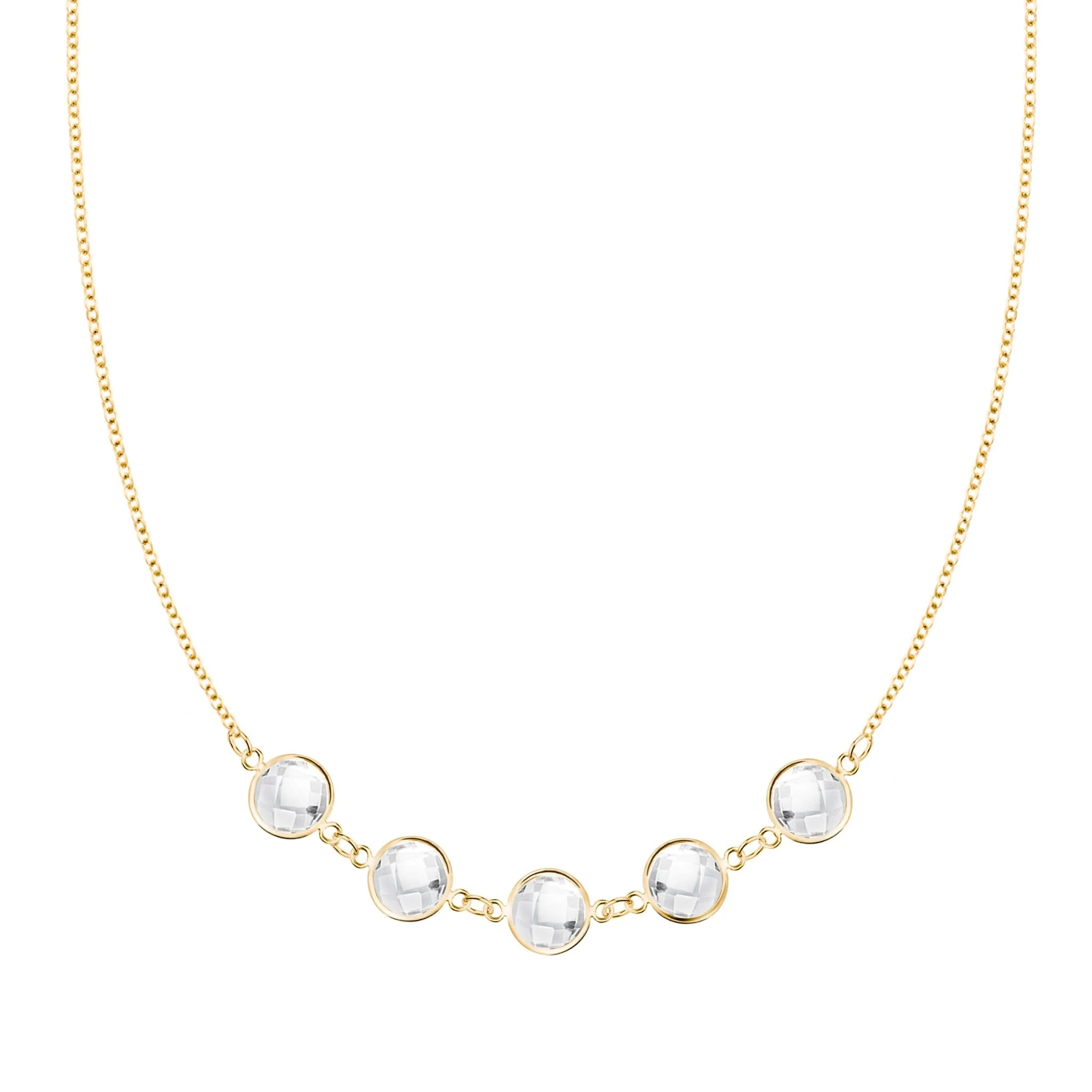 Grand 5 Connected Birthstone Necklace in 14k Gold