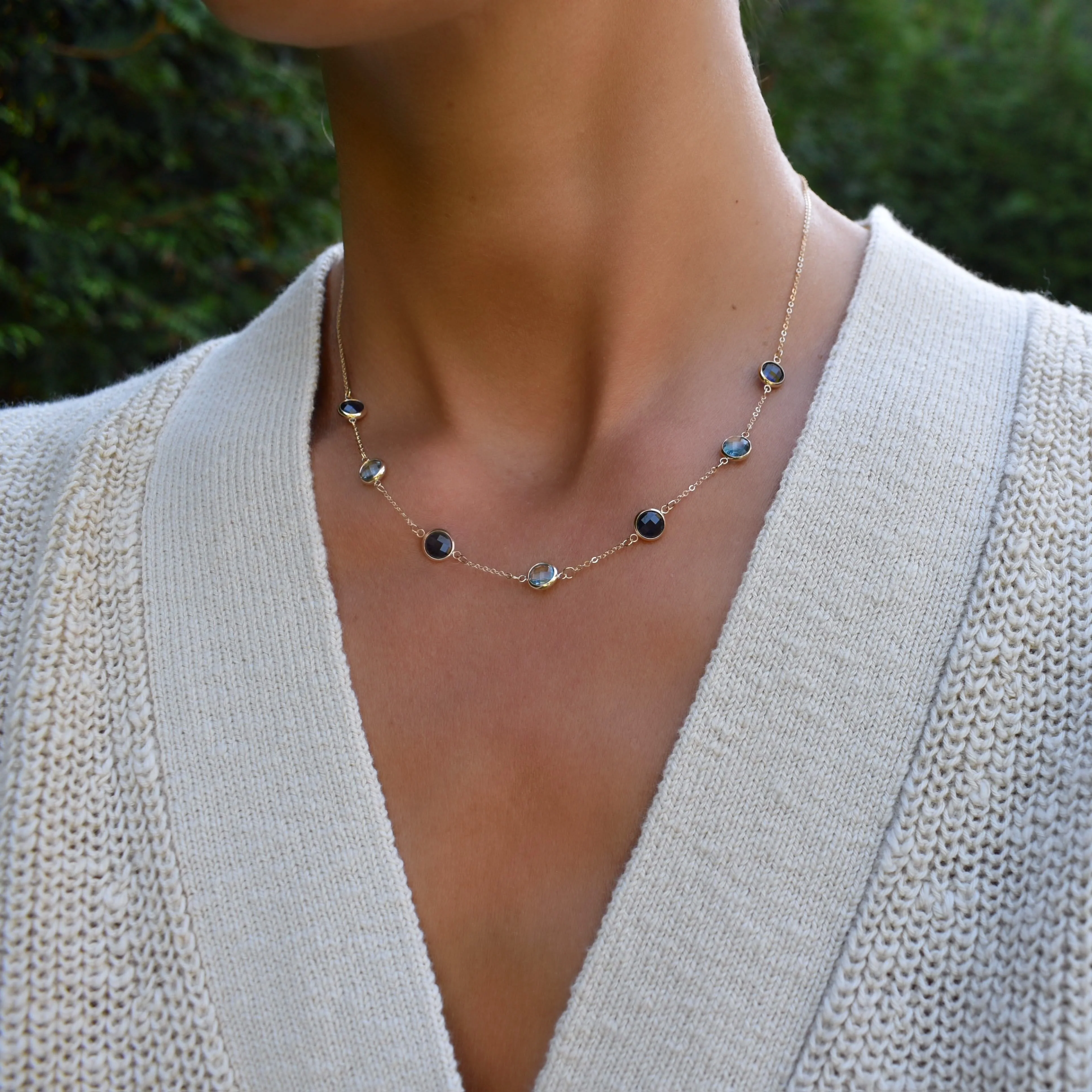 Grand 7 Birthstone Necklace in 14k Gold - Image 2