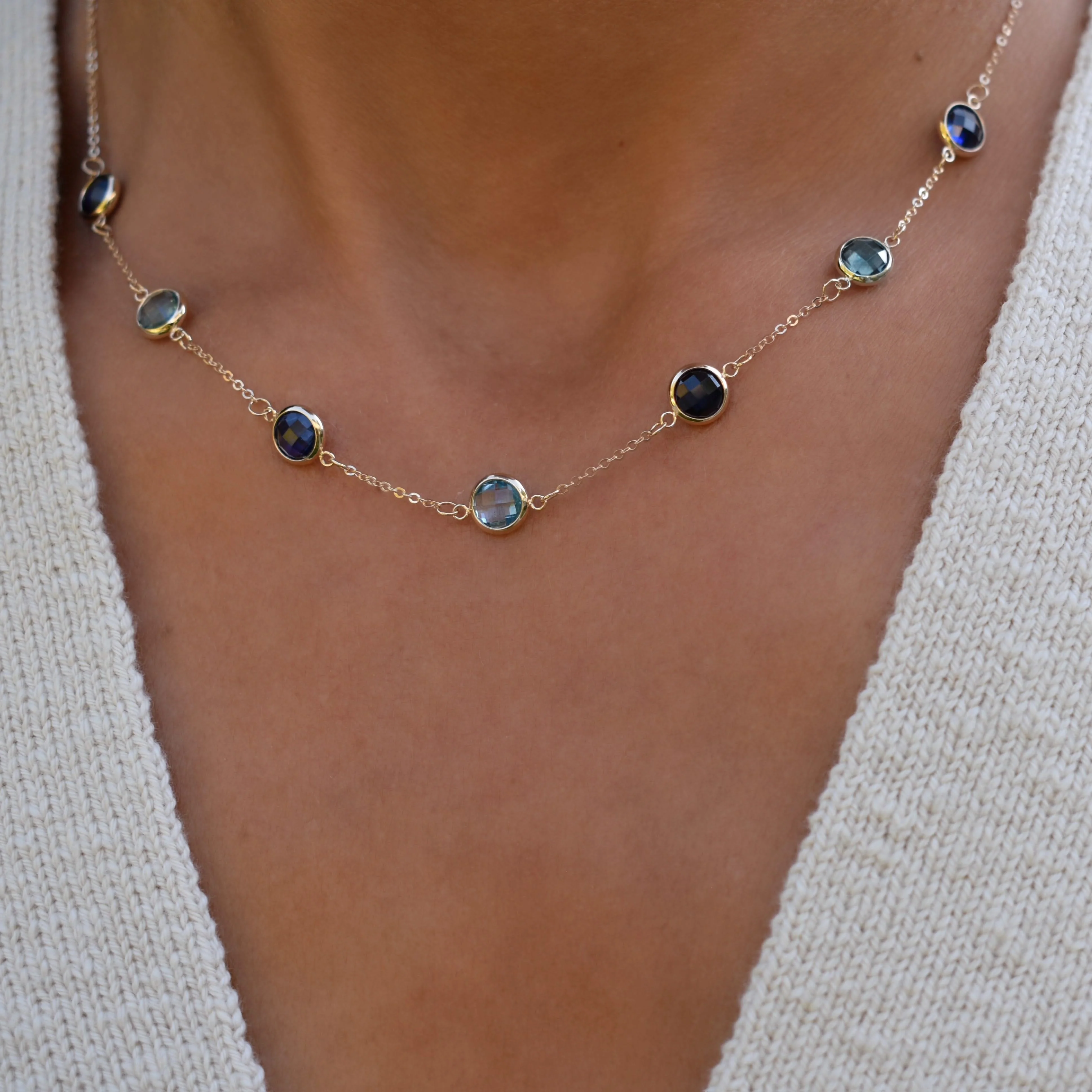 Grand 7 Birthstone Necklace in 14k Gold - Image 3