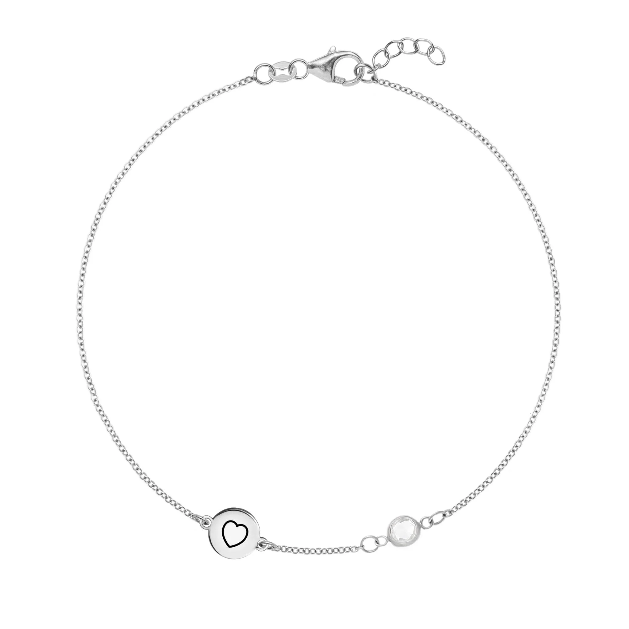 Heart Disc & Petite 1 Birthstone Bracelet in 14k Gold - Image 5