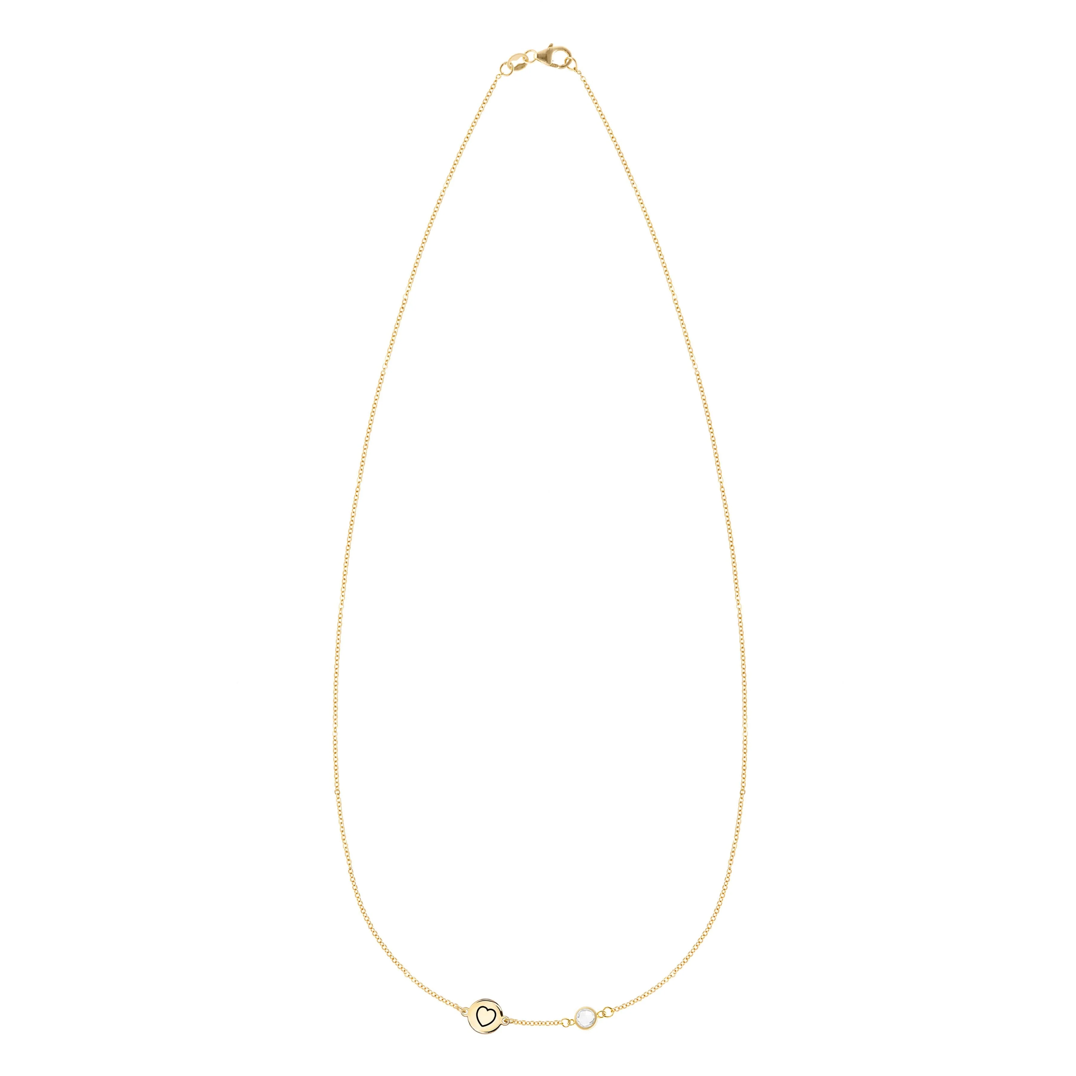 Heart Disc & Petite 1 Birthstone Necklace in 14k Gold - Image 4