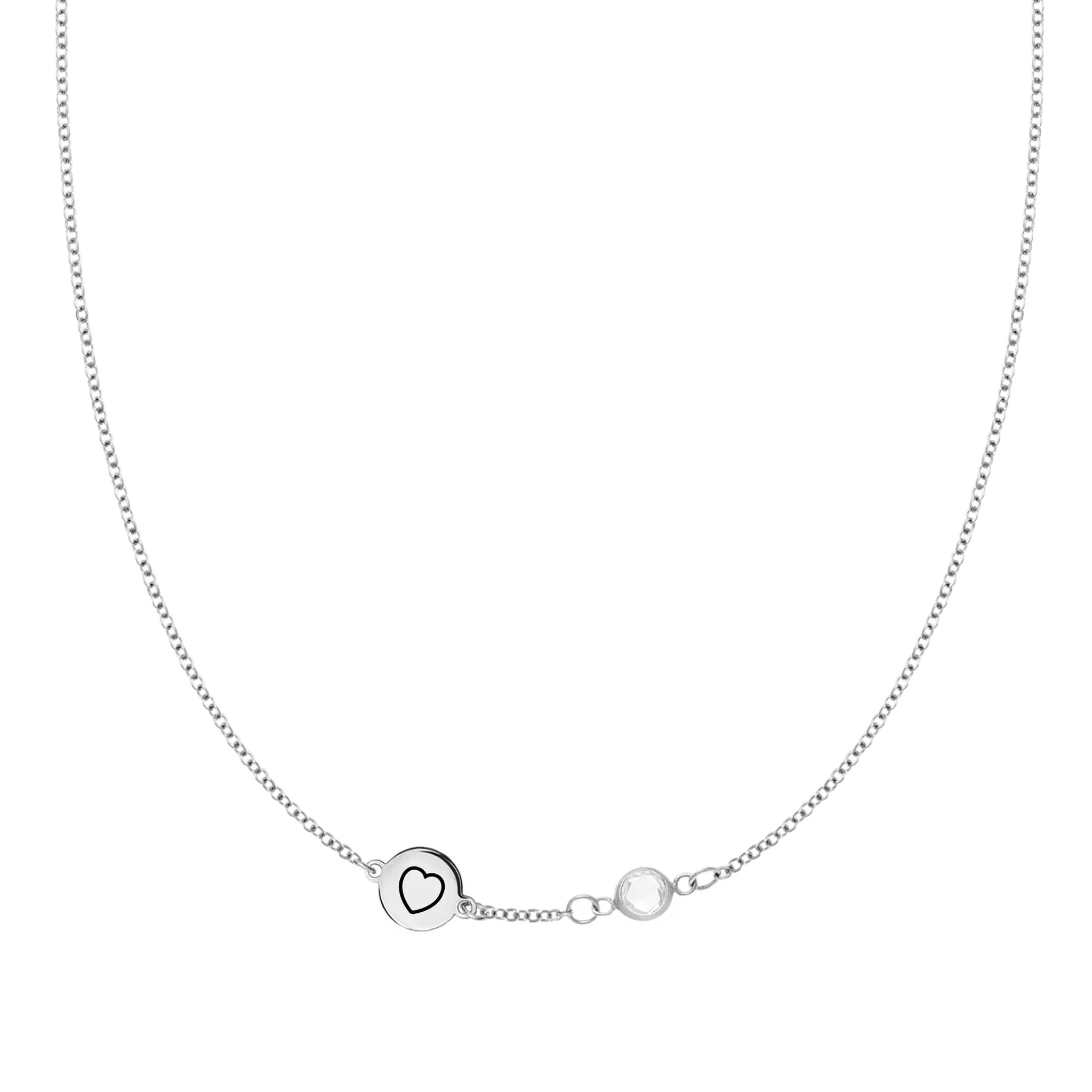 Heart Disc & Petite 1 Birthstone Necklace in 14k Gold - Image 7