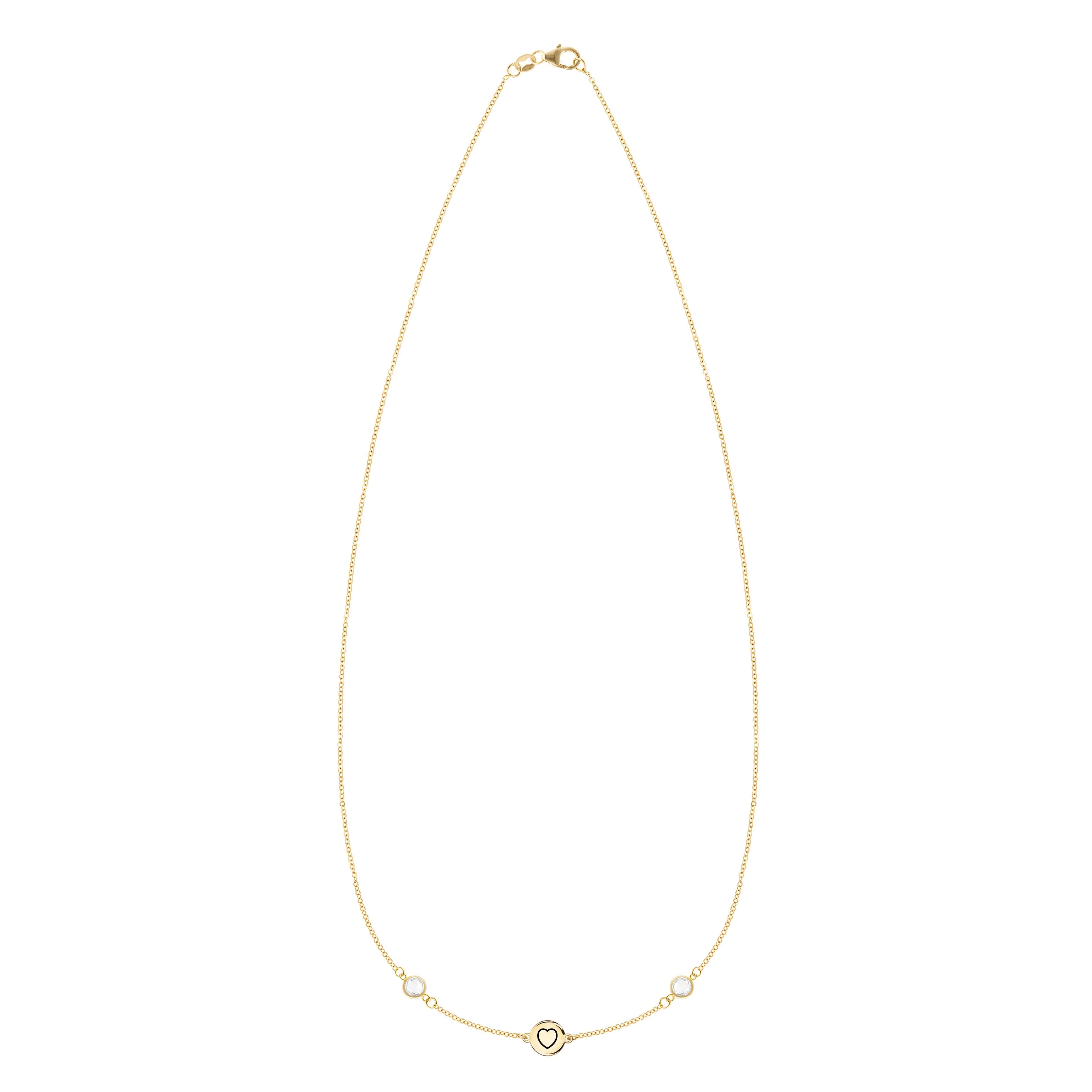 Heart Disc & Petite 2 Birthstone Necklace in 14k Gold (13 Link) - Image 4