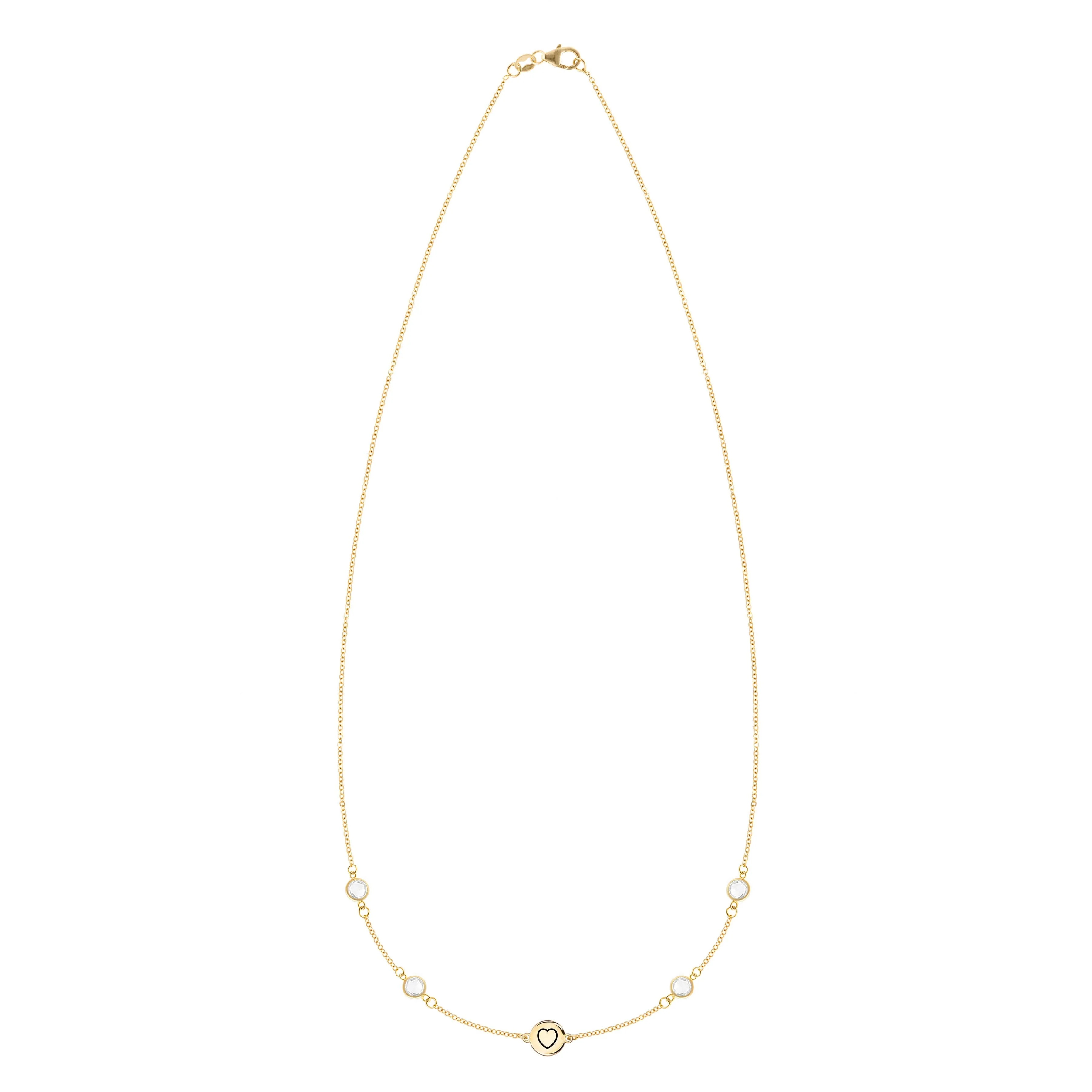Heart Disc & Petite 4 Birthstone Necklace in 14k Gold - Image 4