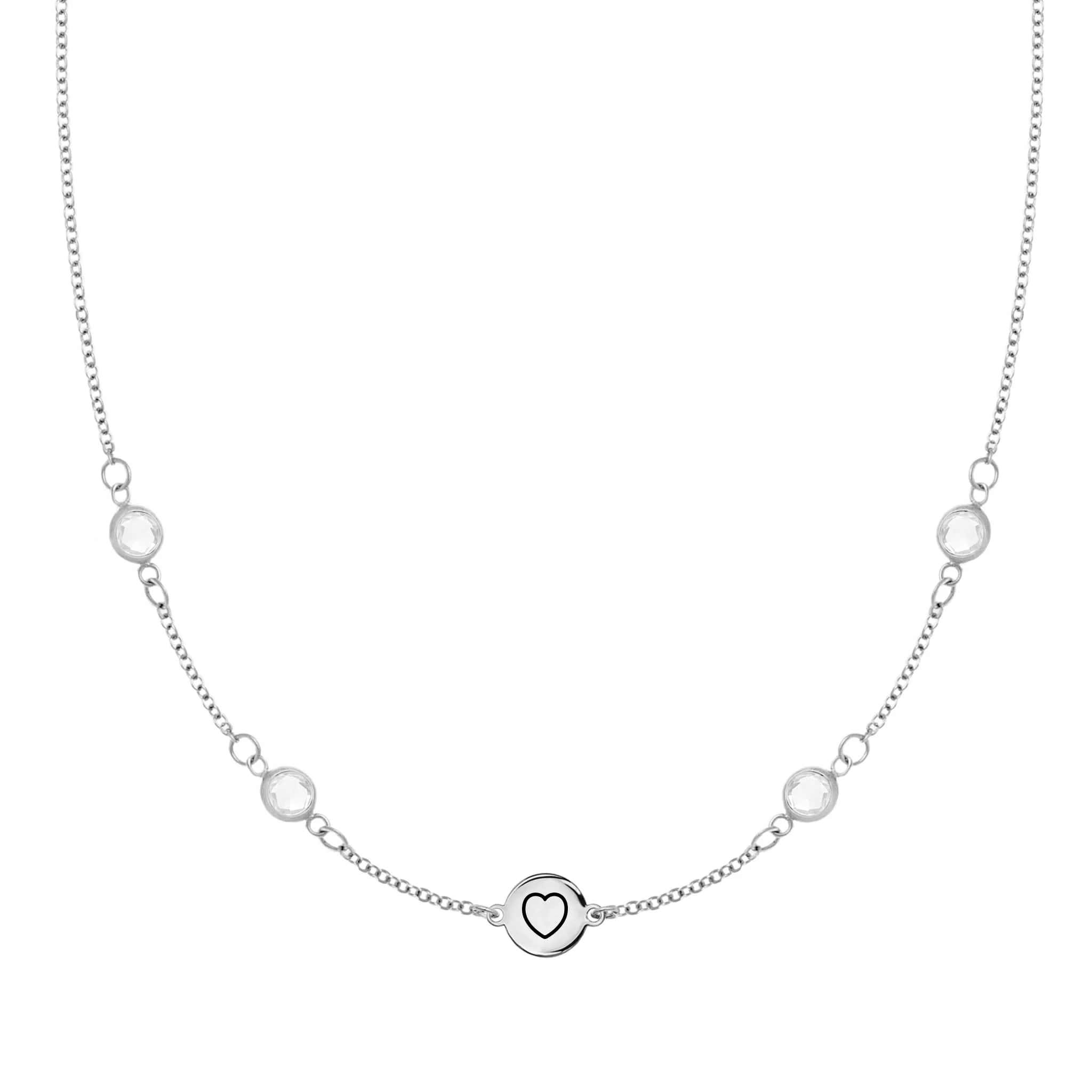 Heart Disc & Petite 4 Birthstone Necklace in 14k Gold - Image 7