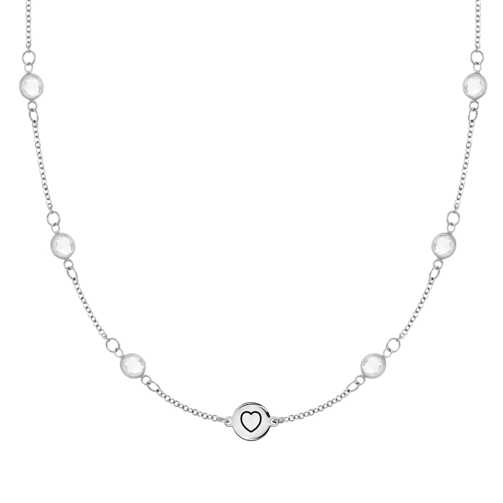 Heart Disc & Petite 6 Birthstone Necklace in 14k Gold - Image 7