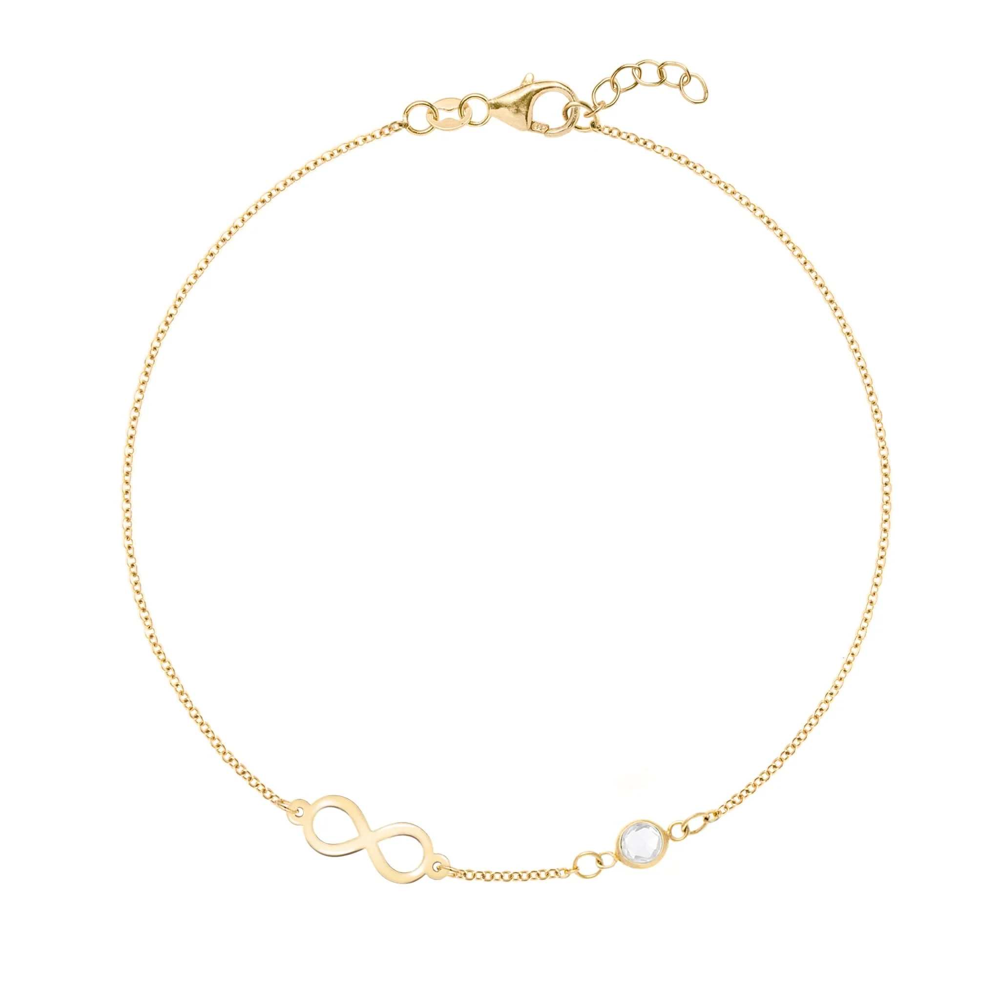 Infinity & Petite 1 Birthstone Bracelet in 14k Gold