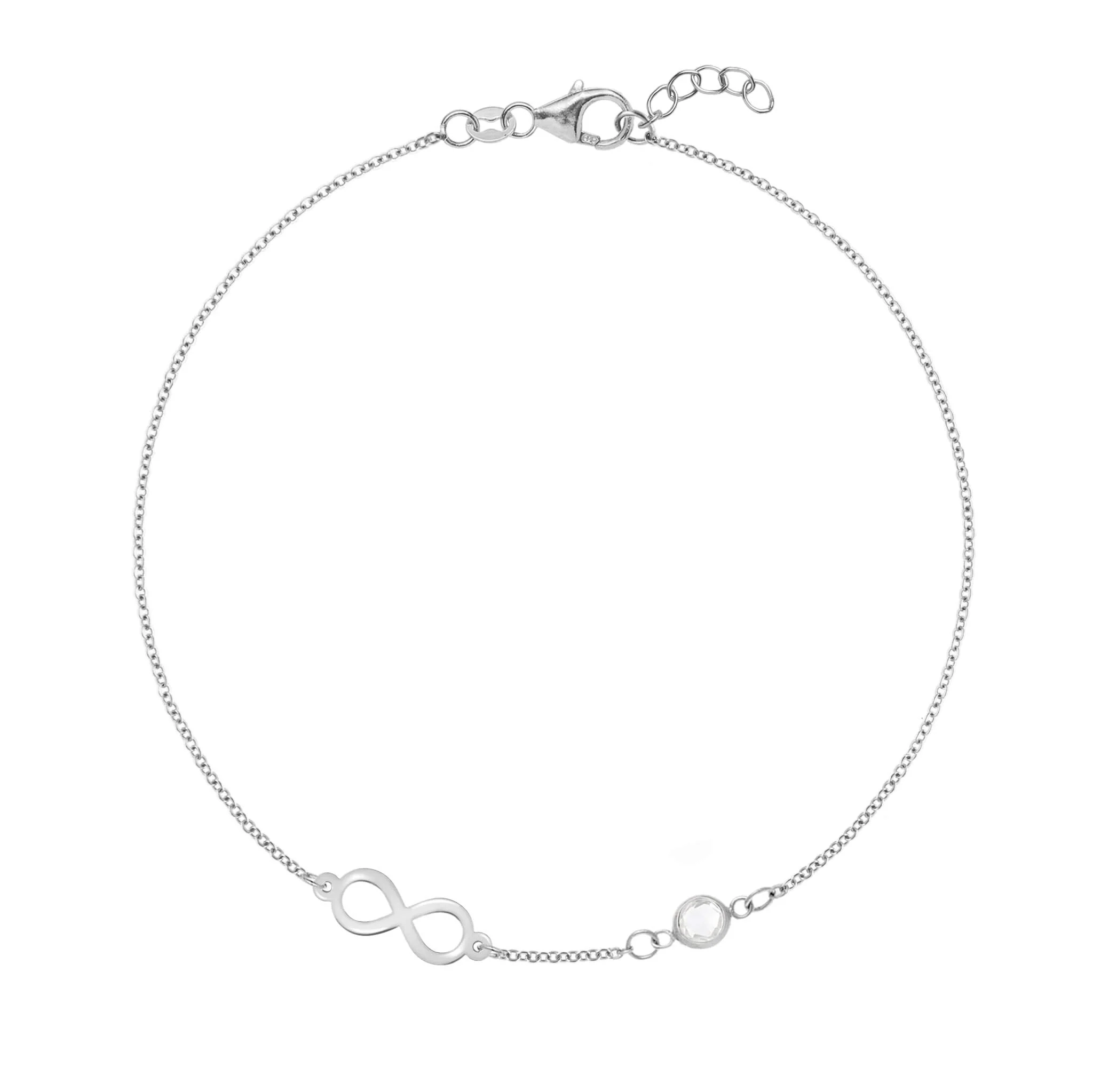 Infinity & Petite 1 Birthstone Bracelet in 14k Gold - Image 5