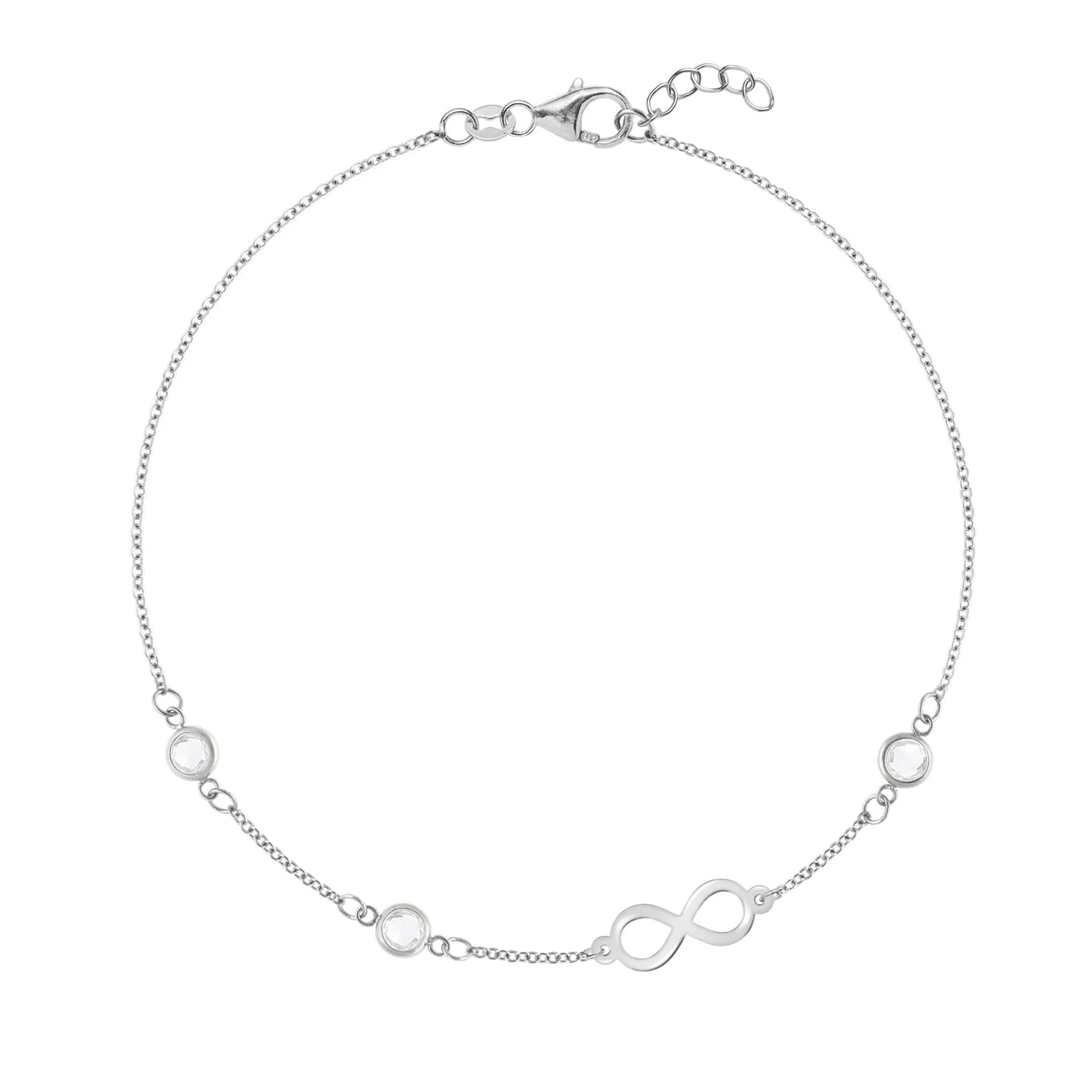 Infinity & Petite 3 Birthstone Bracelet in 14k Gold - Image 5