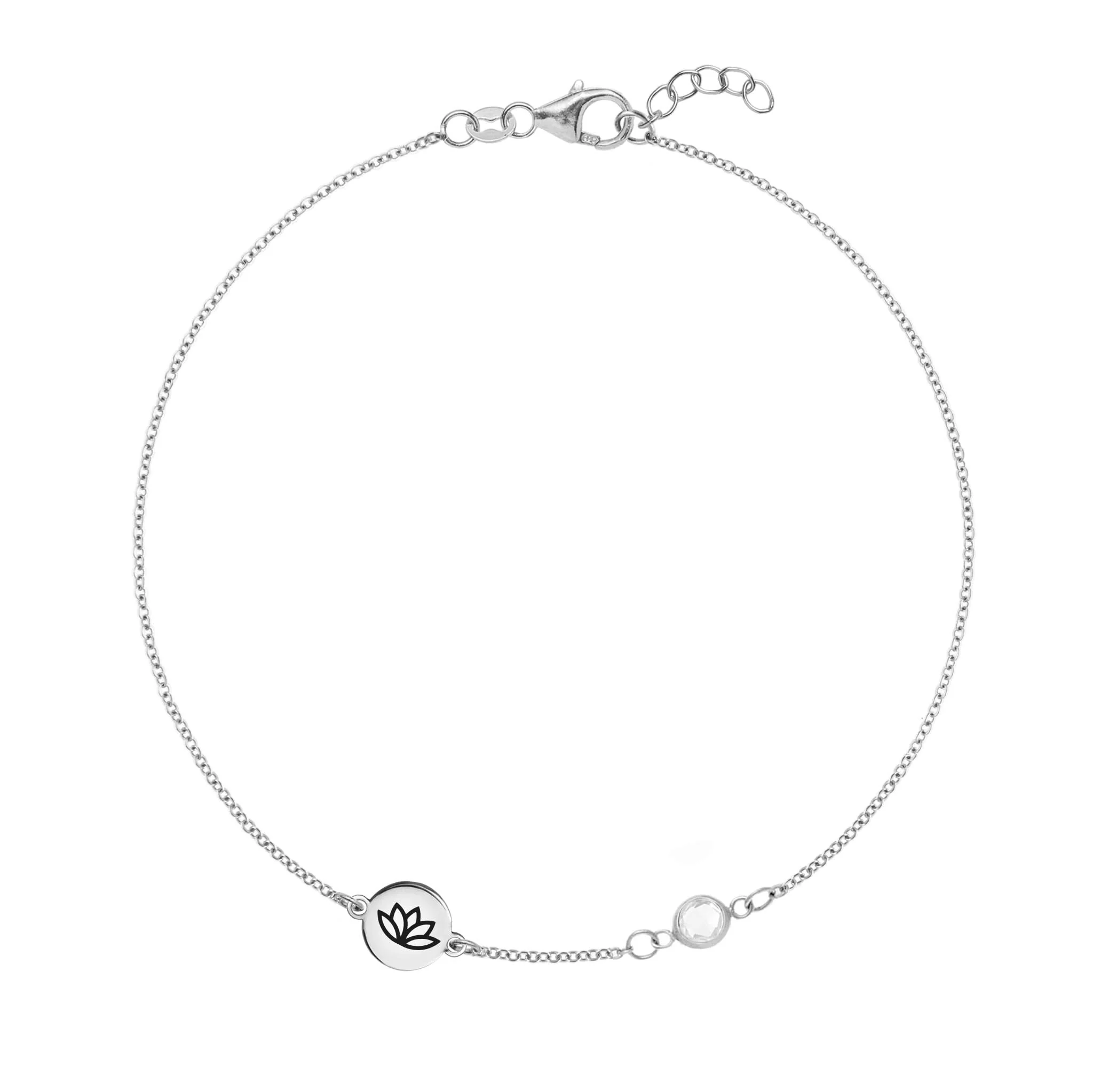 Lotus Disc & Petite 1 Birthstone Bracelet in 14k Gold - Image 5