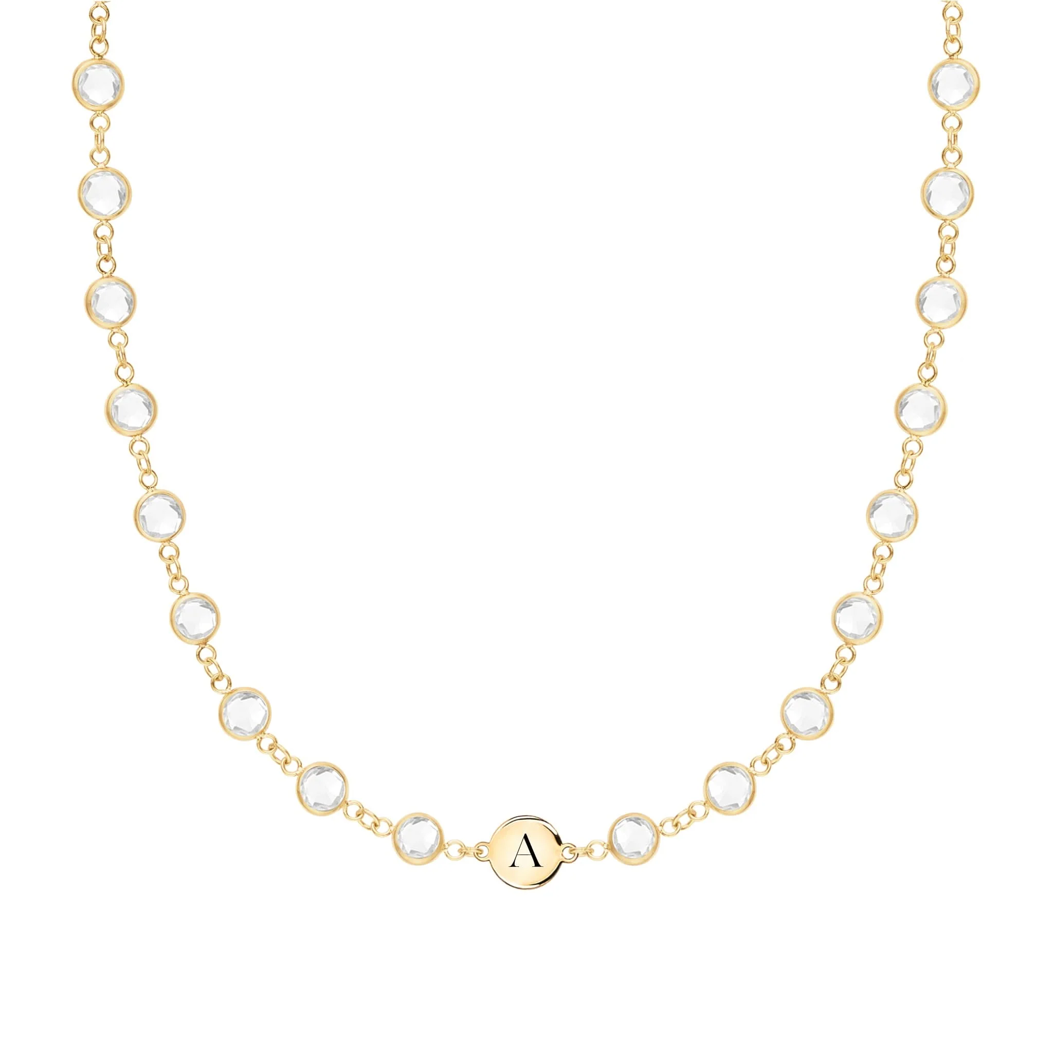Newport 1 Letter Birthstone Necklace in 14k Gold
