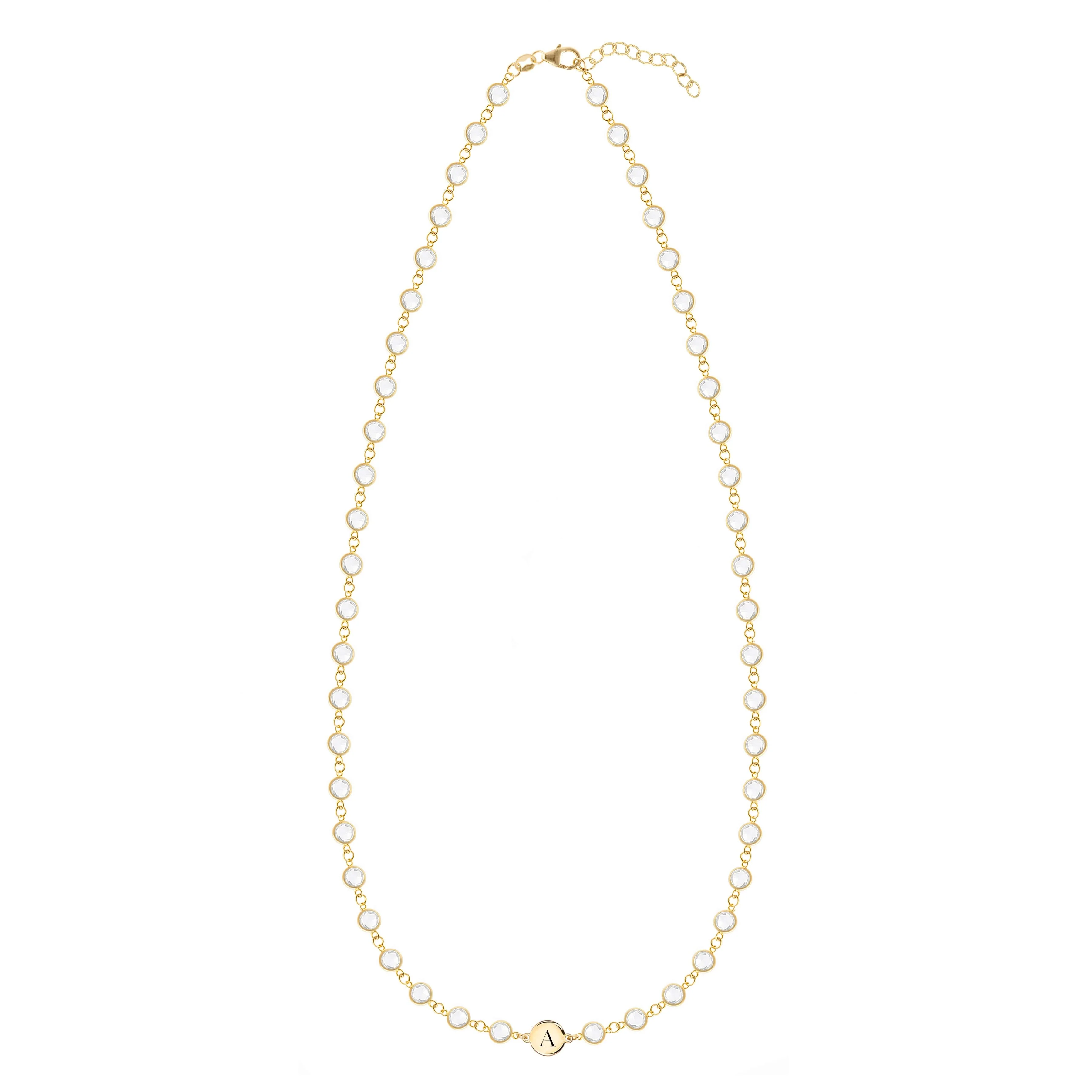Newport 1 Letter Birthstone Necklace in 14k Gold - Image 4
