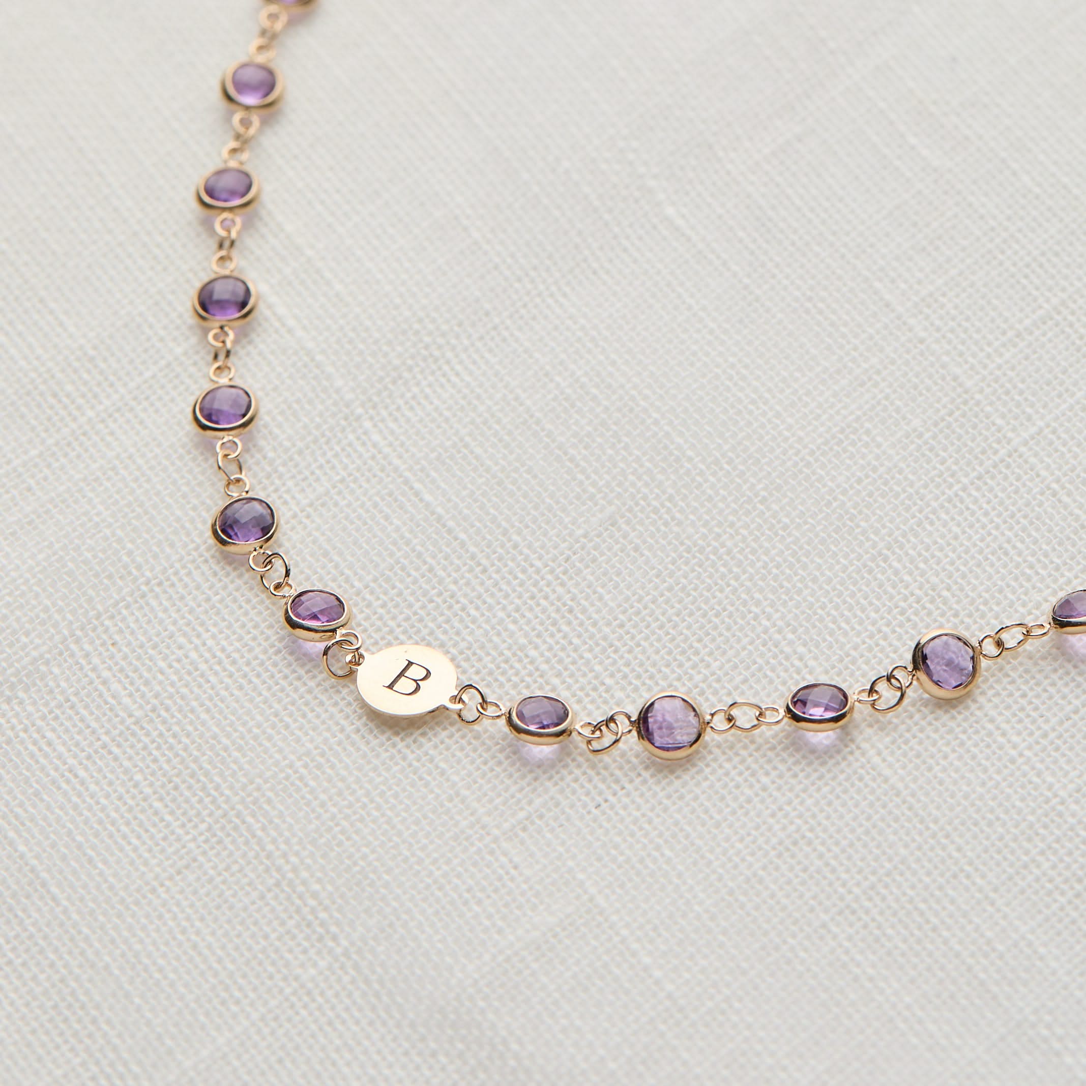 Newport 1 Letter Birthstone Necklace in 14k Gold - Image 8