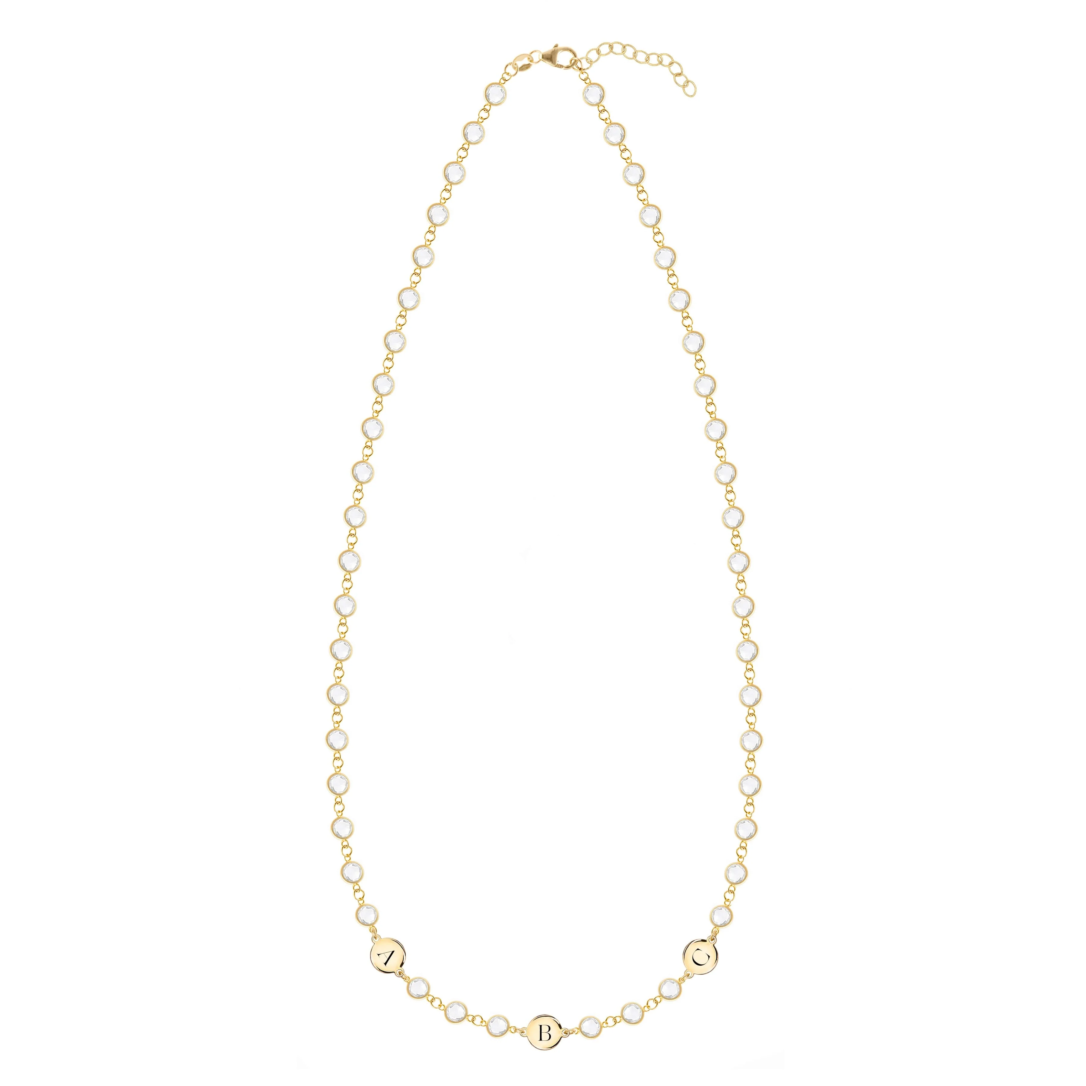 Newport 3 Letter Birthstone Necklace in 14k Gold - Image 3