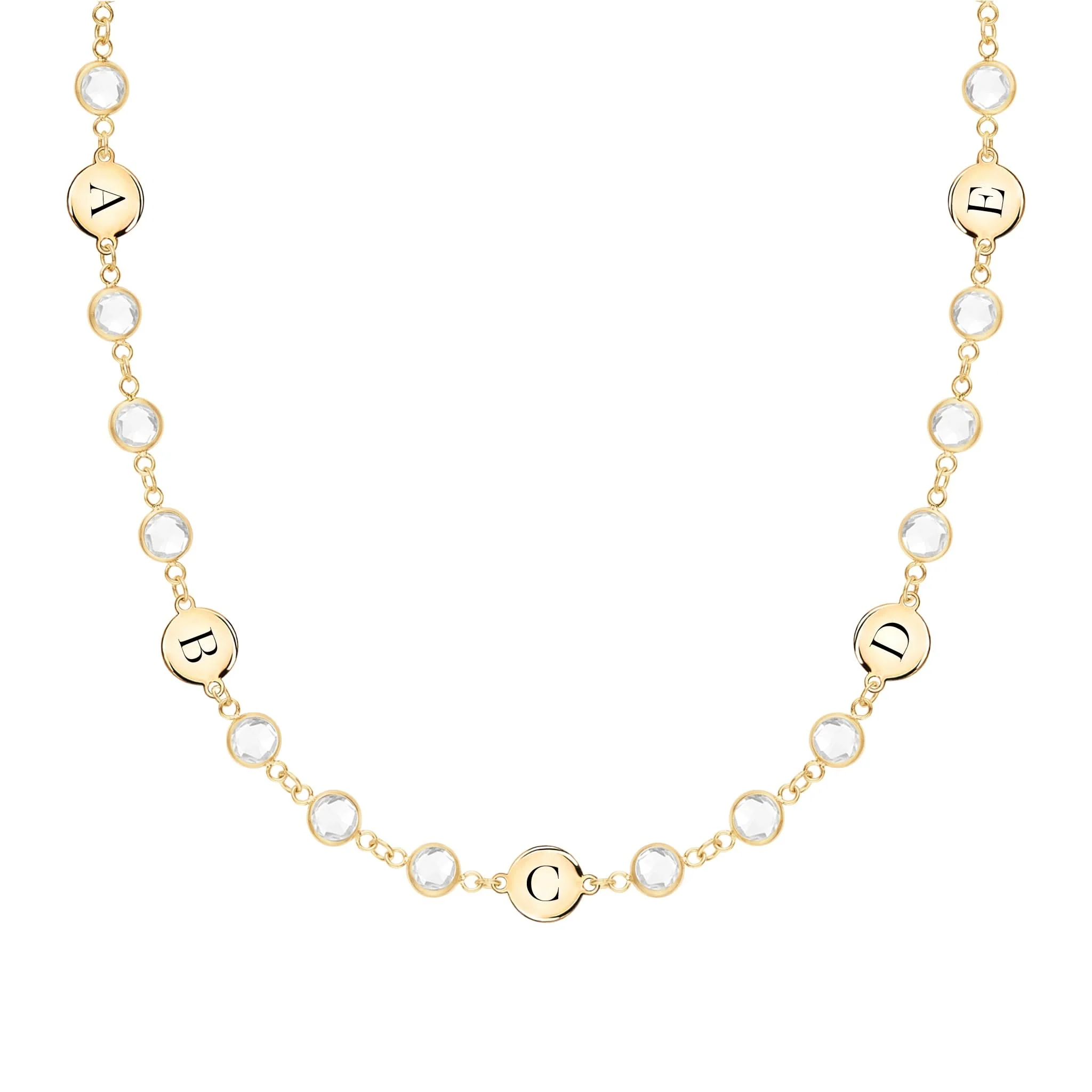 Newport 5 Letter Birthstone Necklace in 14k Gold