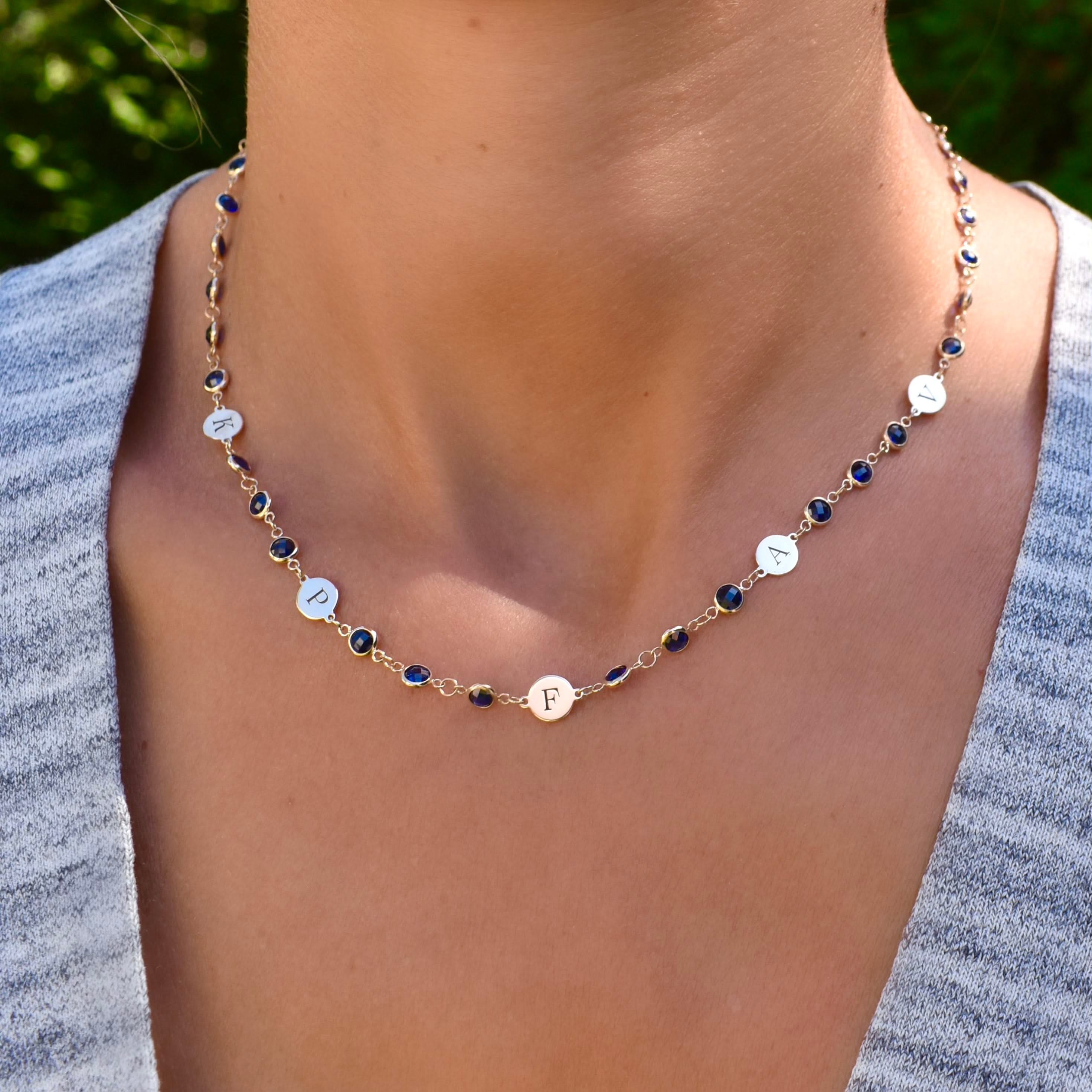 Newport 5 Letter Birthstone Necklace in 14k Gold - Image 3