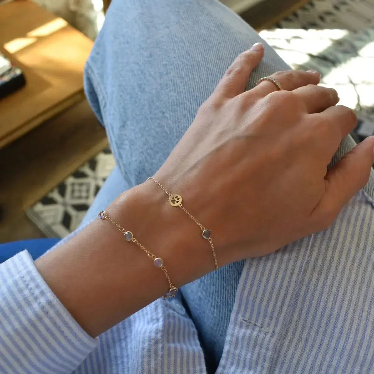 Paw & Petite Birthstone Bracelet in 14k Gold - Image 2