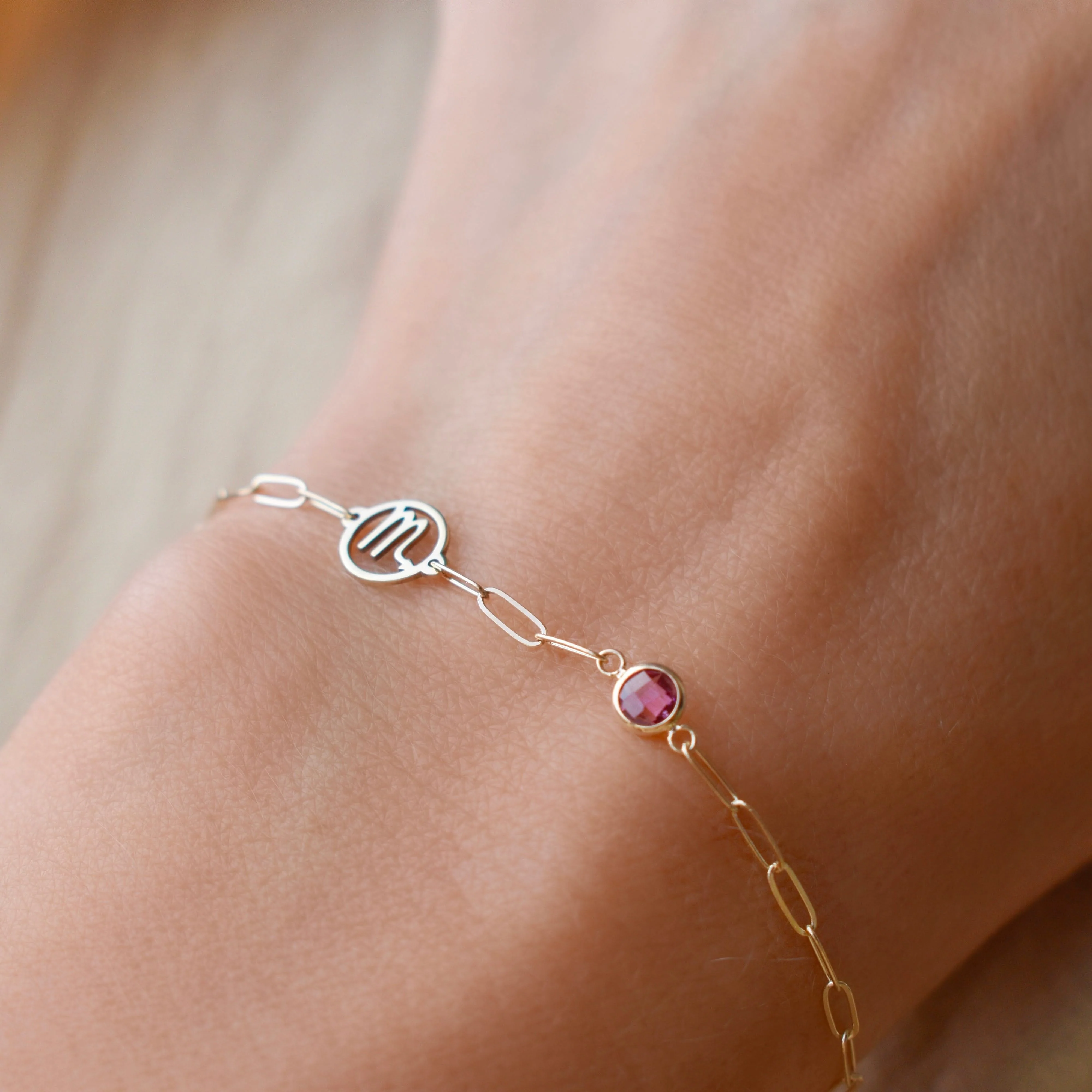 Scorpio & Birthstone Bracelet on Adelaide Mini in 14k Gold - Image 3