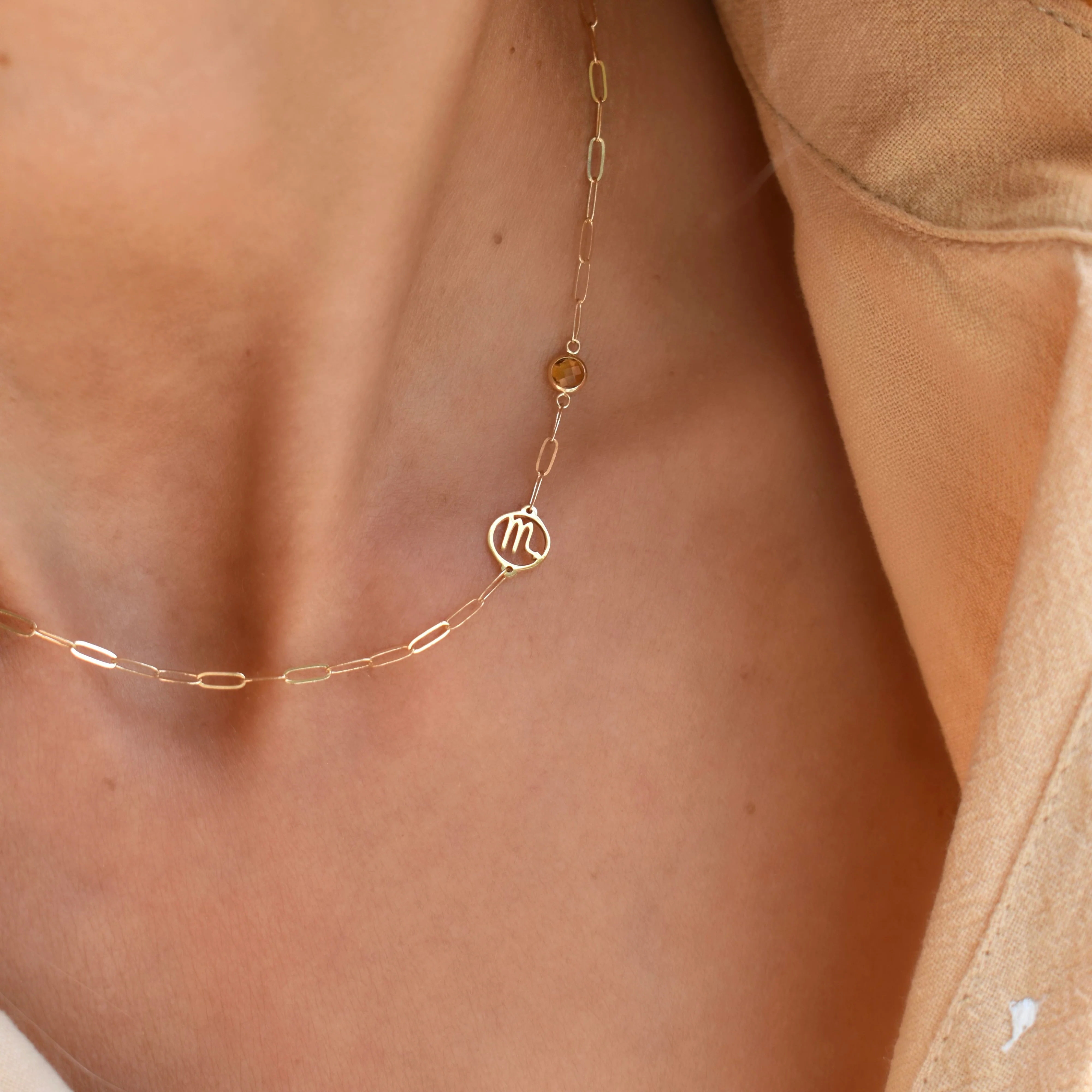 Scorpio & Birthstone Necklace on Adelaide Mini in 14k Gold - Image 2