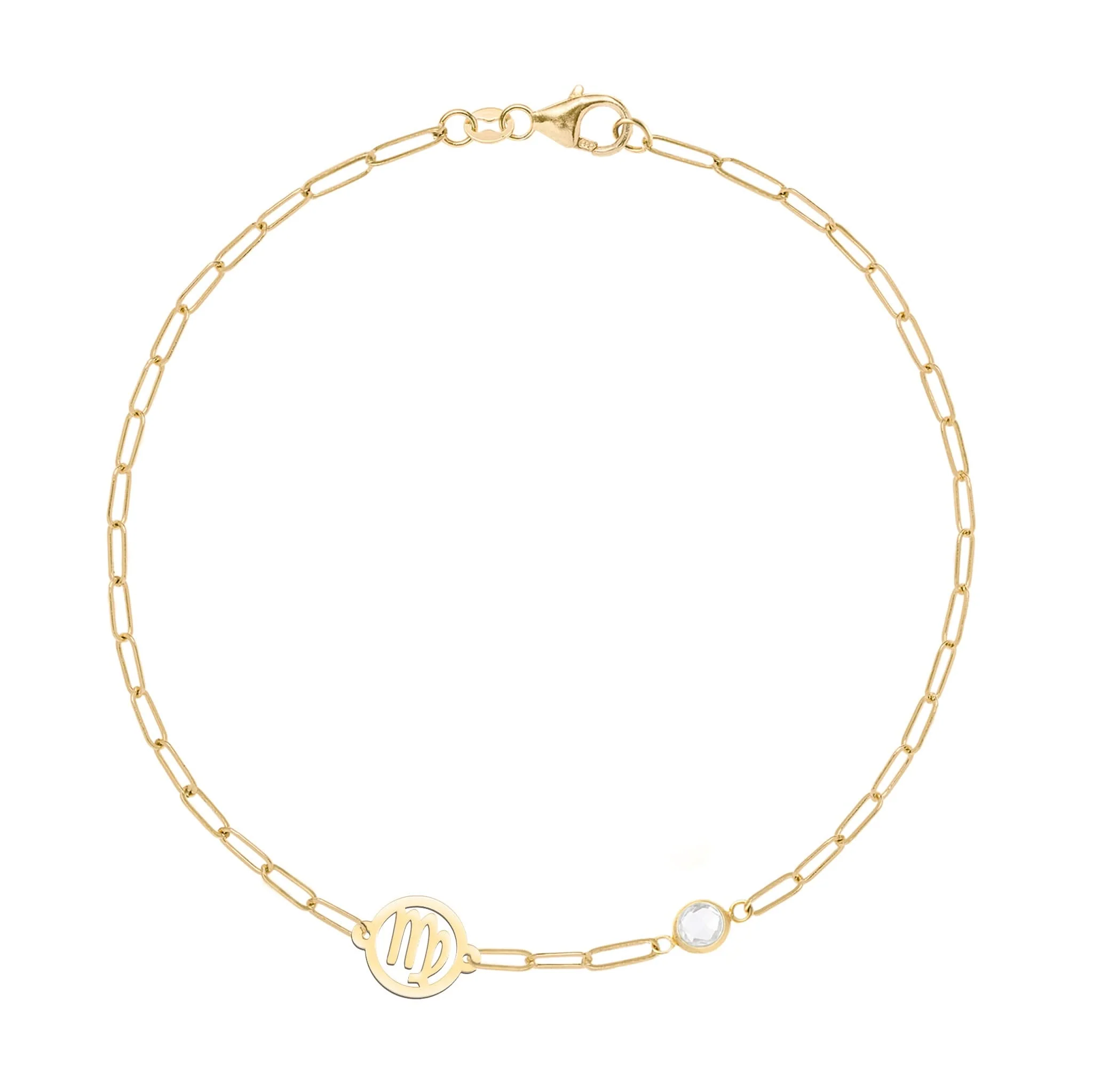 Virgo & Birthstone Bracelet on Adelaide Mini in 14k Gold