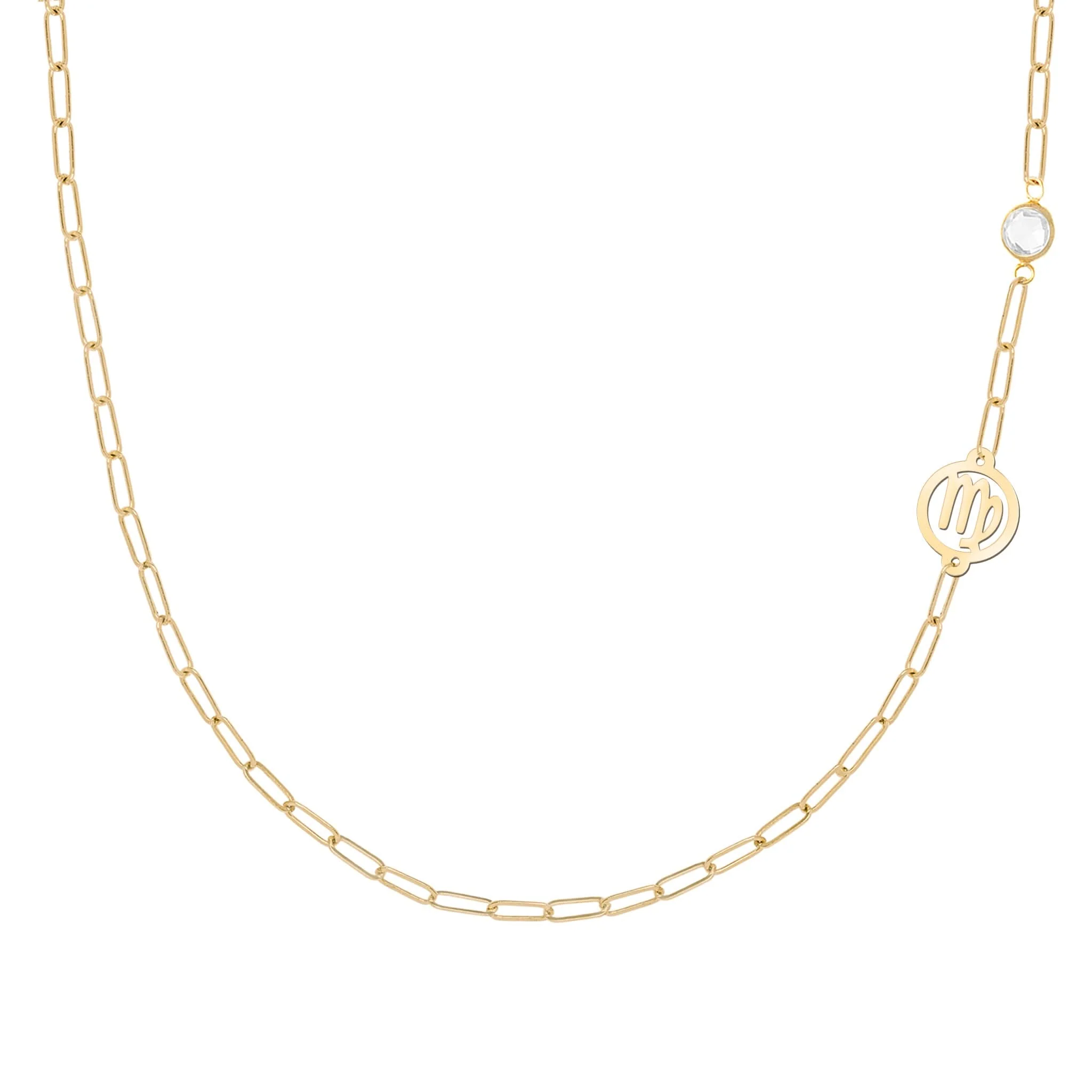 Virgo & Birthstone Necklace on Adelaide Mini in 14k Gold
