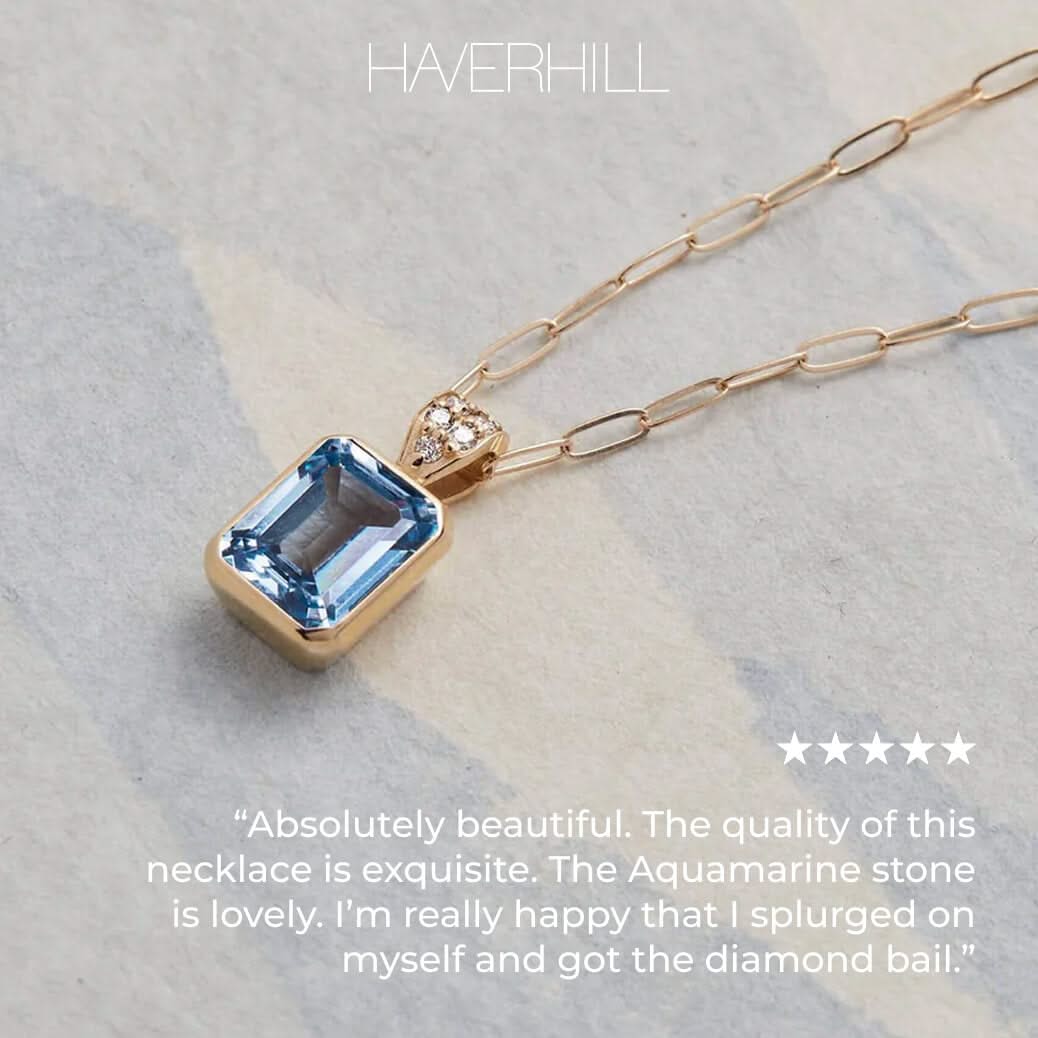 Warren Birthstone Pendant with Diamond Bail in 14k Gold - Image 10