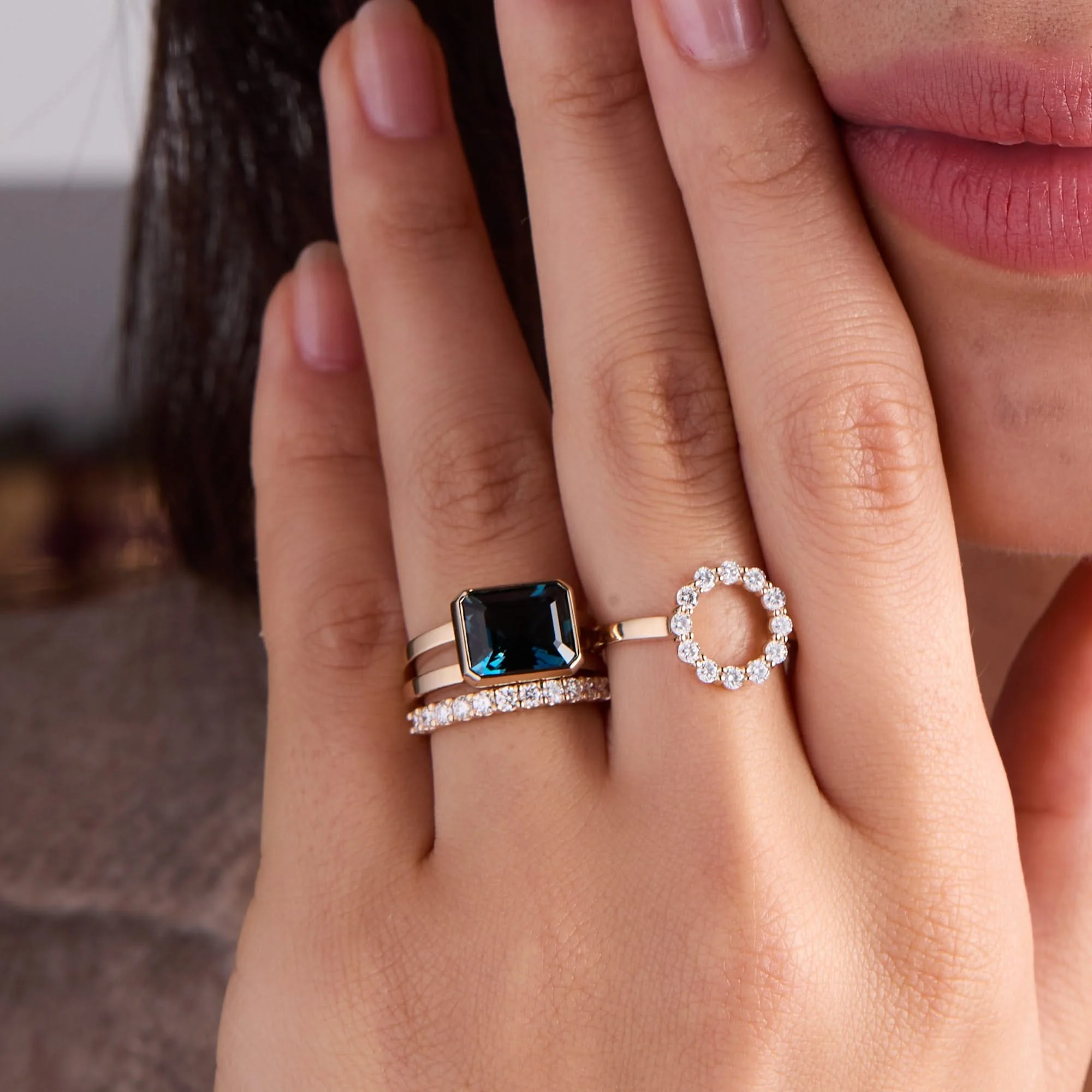 Warren Horizontal Birthstone Ring in 14k Gold - Image 3
