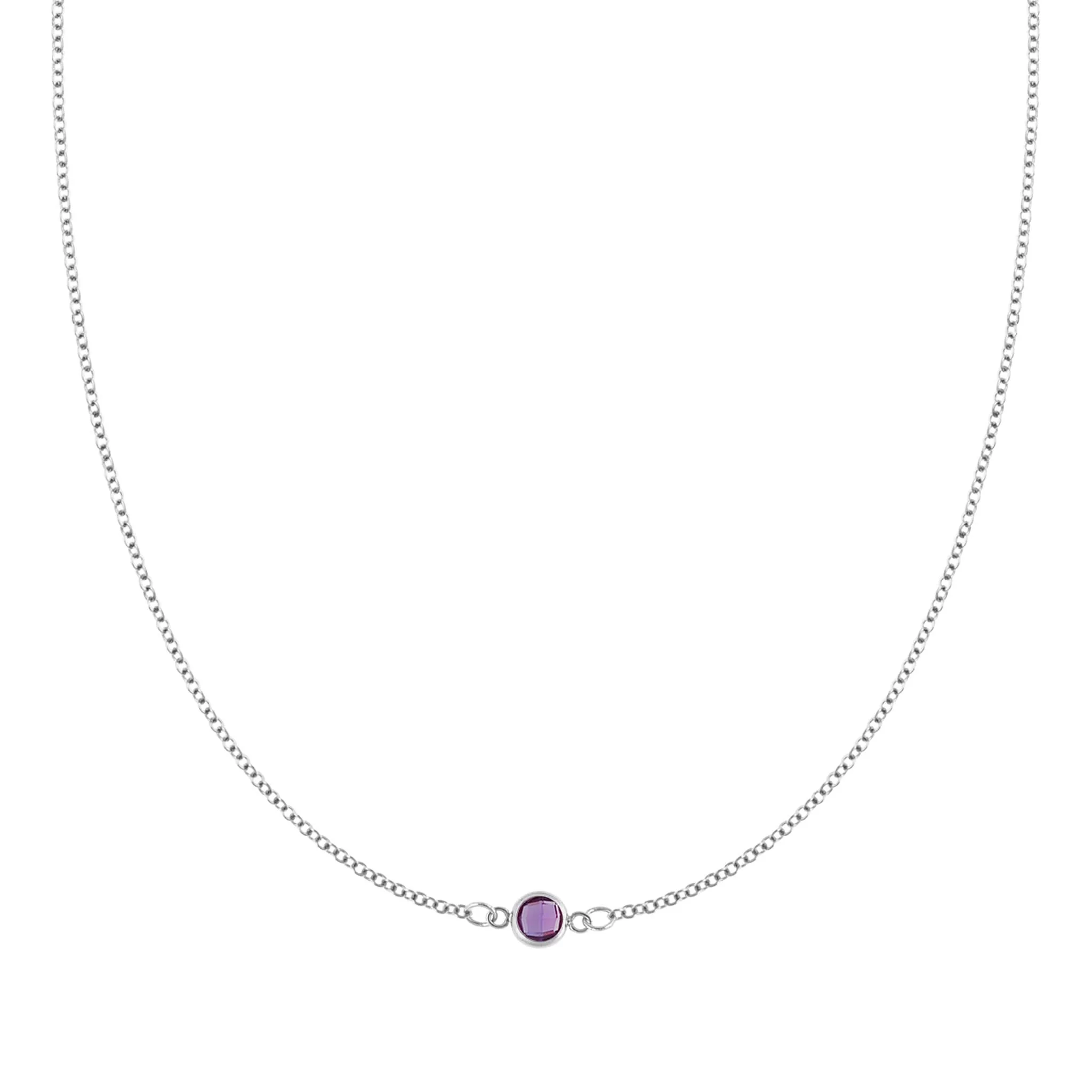 Petite 1 Amethyst Necklace in 14k Gold (February) - Image 5