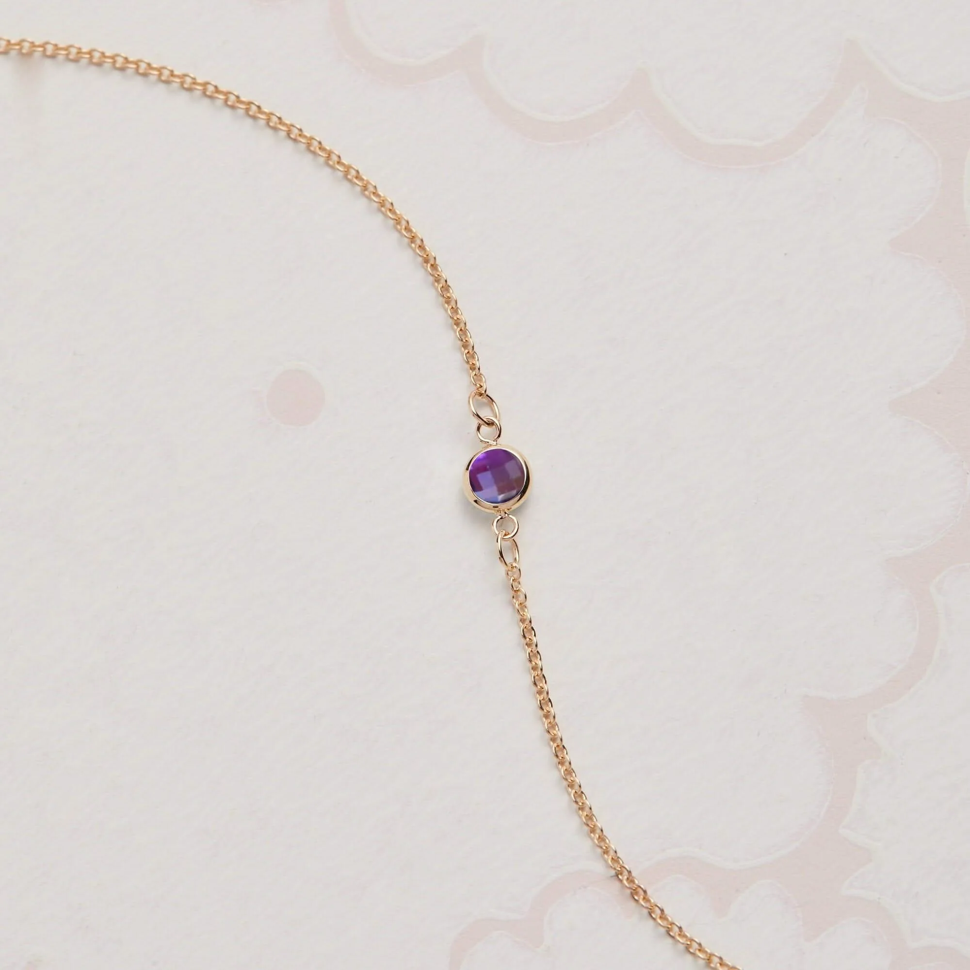 Petite 1 Amethyst Necklace in 14k Gold (February) - Image 7