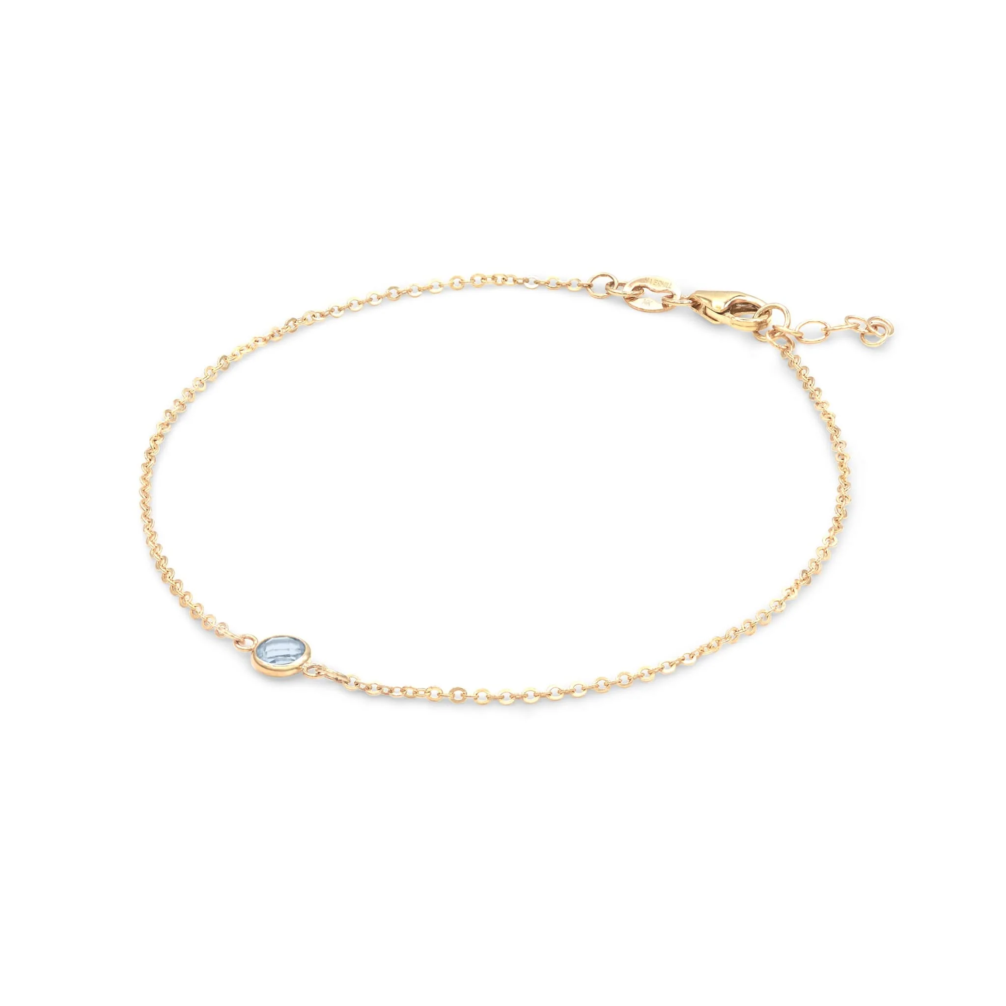 Petite 1 Aquamarine Bracelet in 14k Gold (March) - Image 4