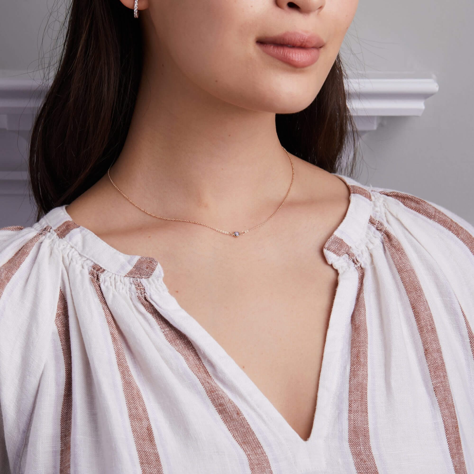 Petite 1 Aquamarine Necklace in 14k Gold (March) - Image 2