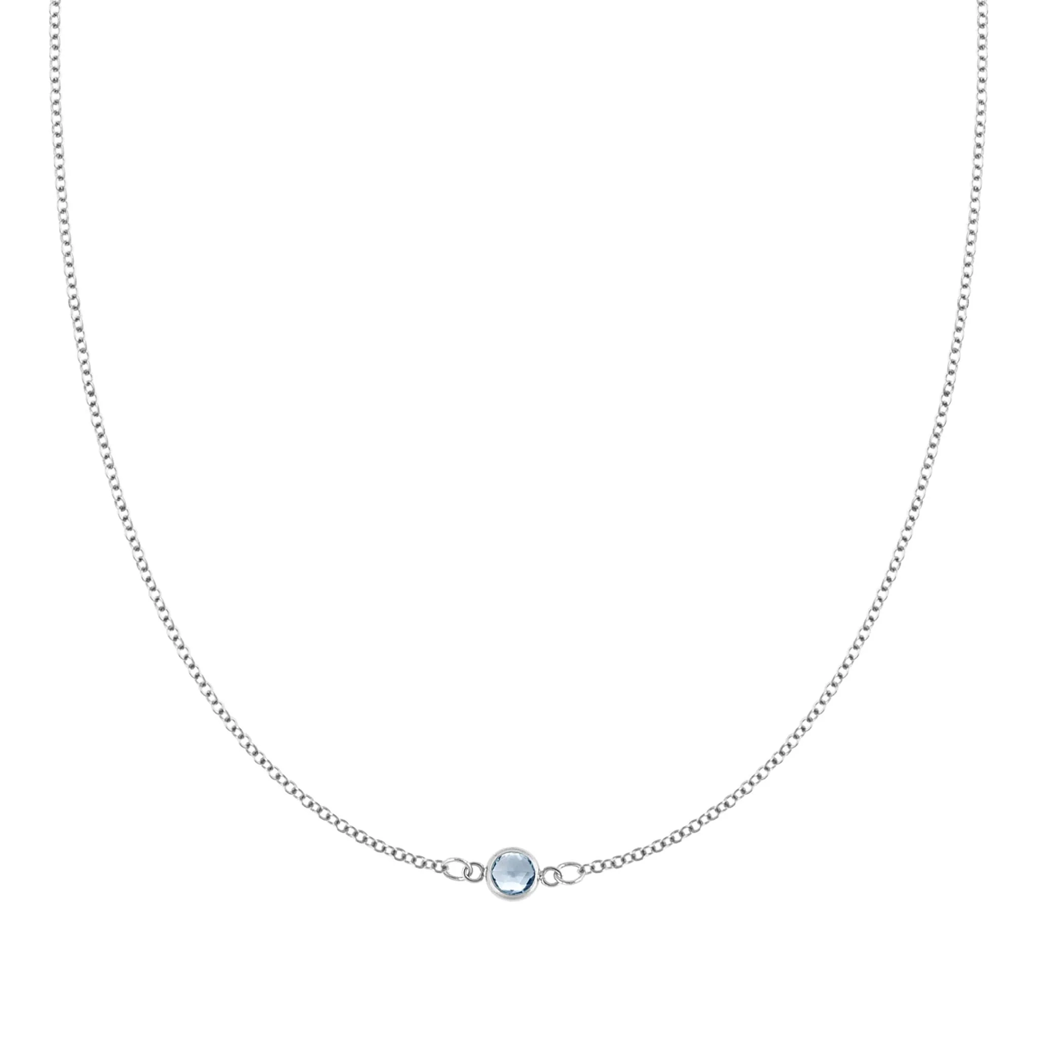 Petite 1 Aquamarine Necklace in 14k Gold (March) - Image 5