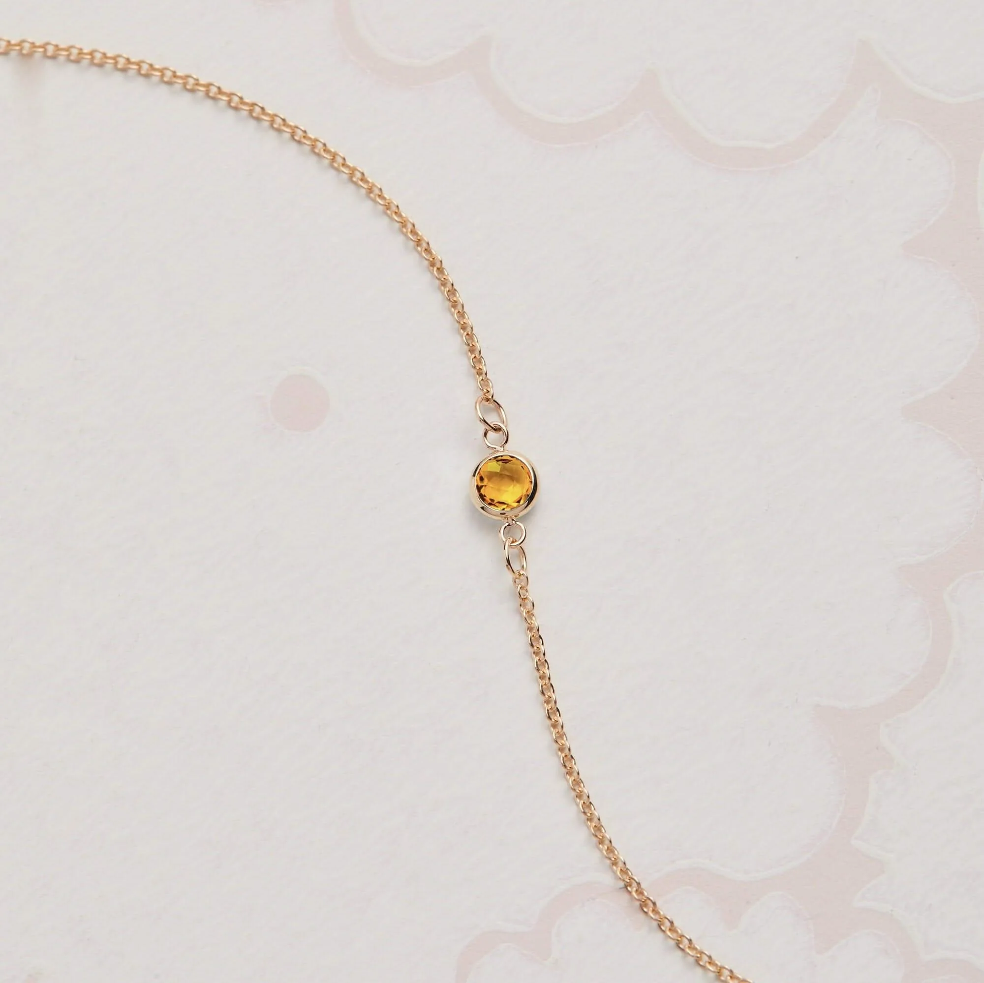 Petite 1 Citrine Necklace in 14k Gold (November) - Image 8