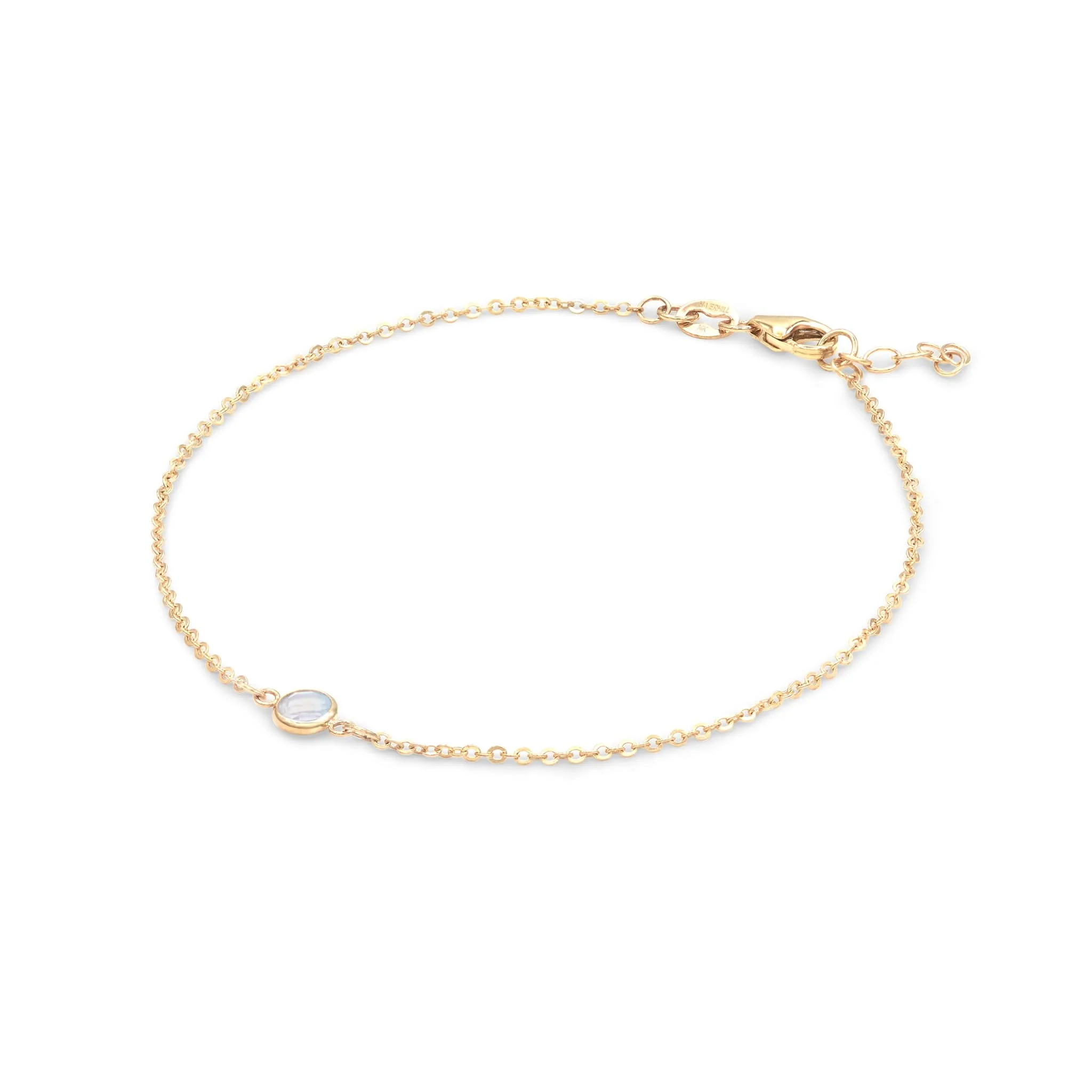 Petite 1 Moonstone Bracelet in 14k Gold (June) - Image 4
