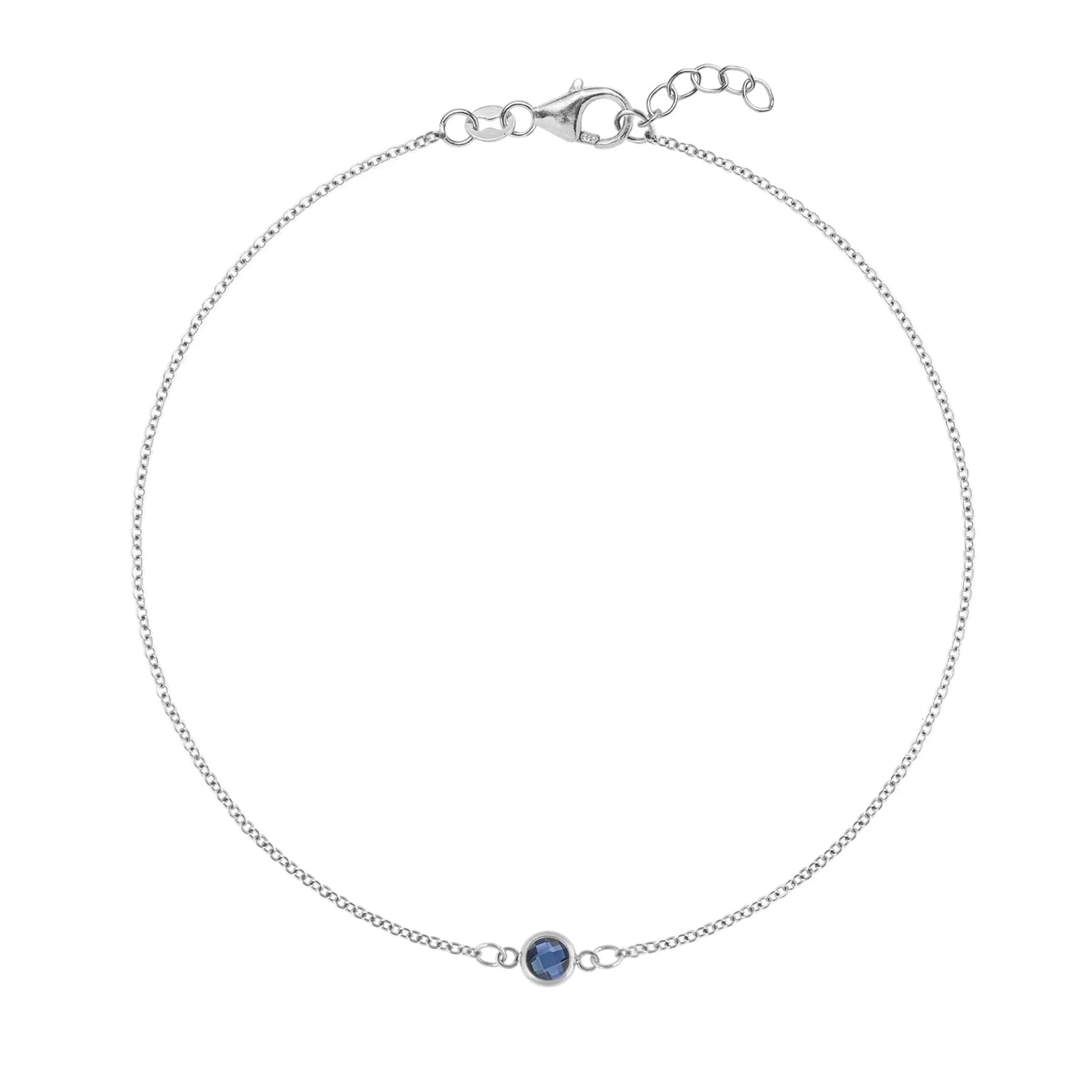 Petite 1 Sapphire Bracelet in 14k Gold (September) - Image 8