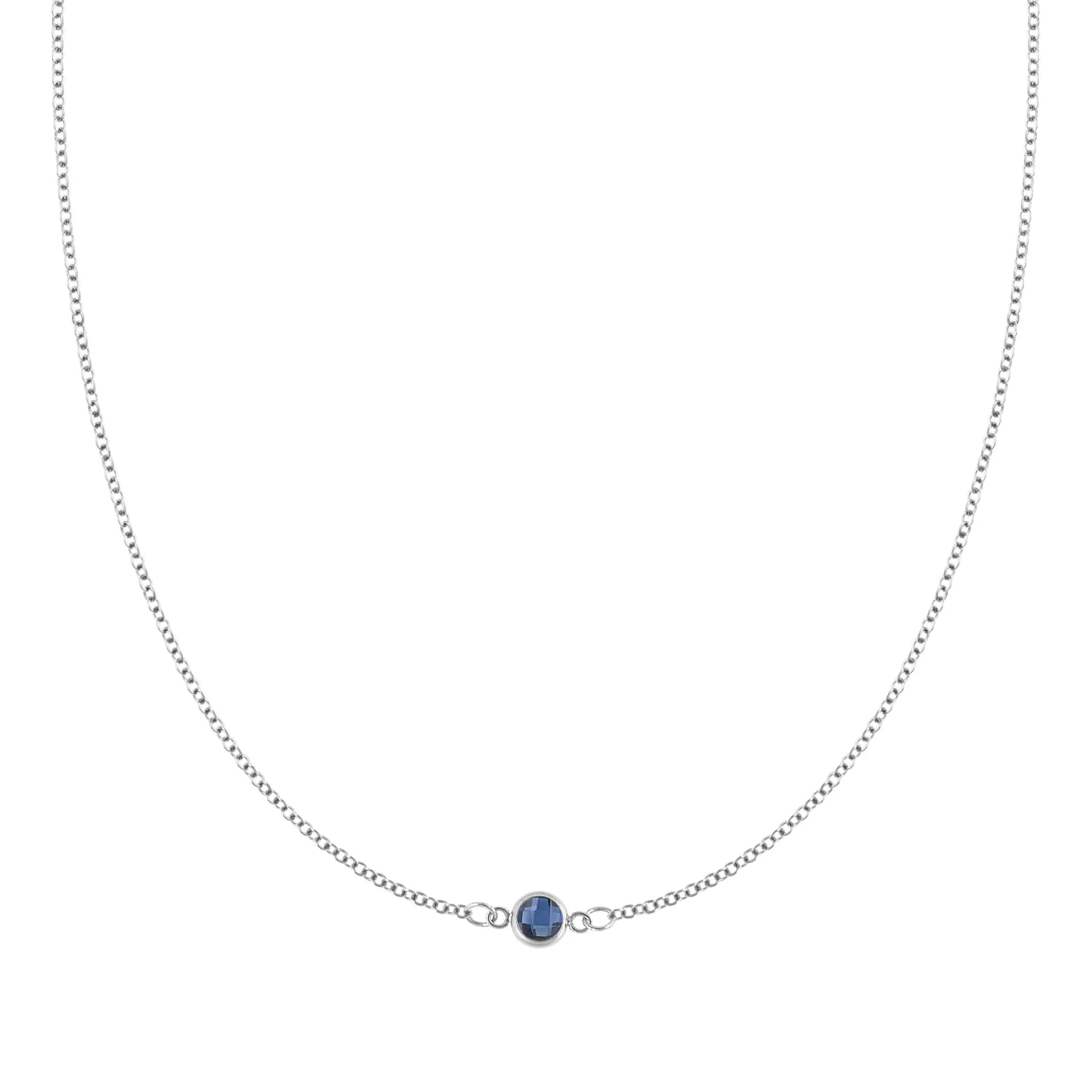 Petite 1 Sapphire Necklace in 14k Gold (September) - Image 5