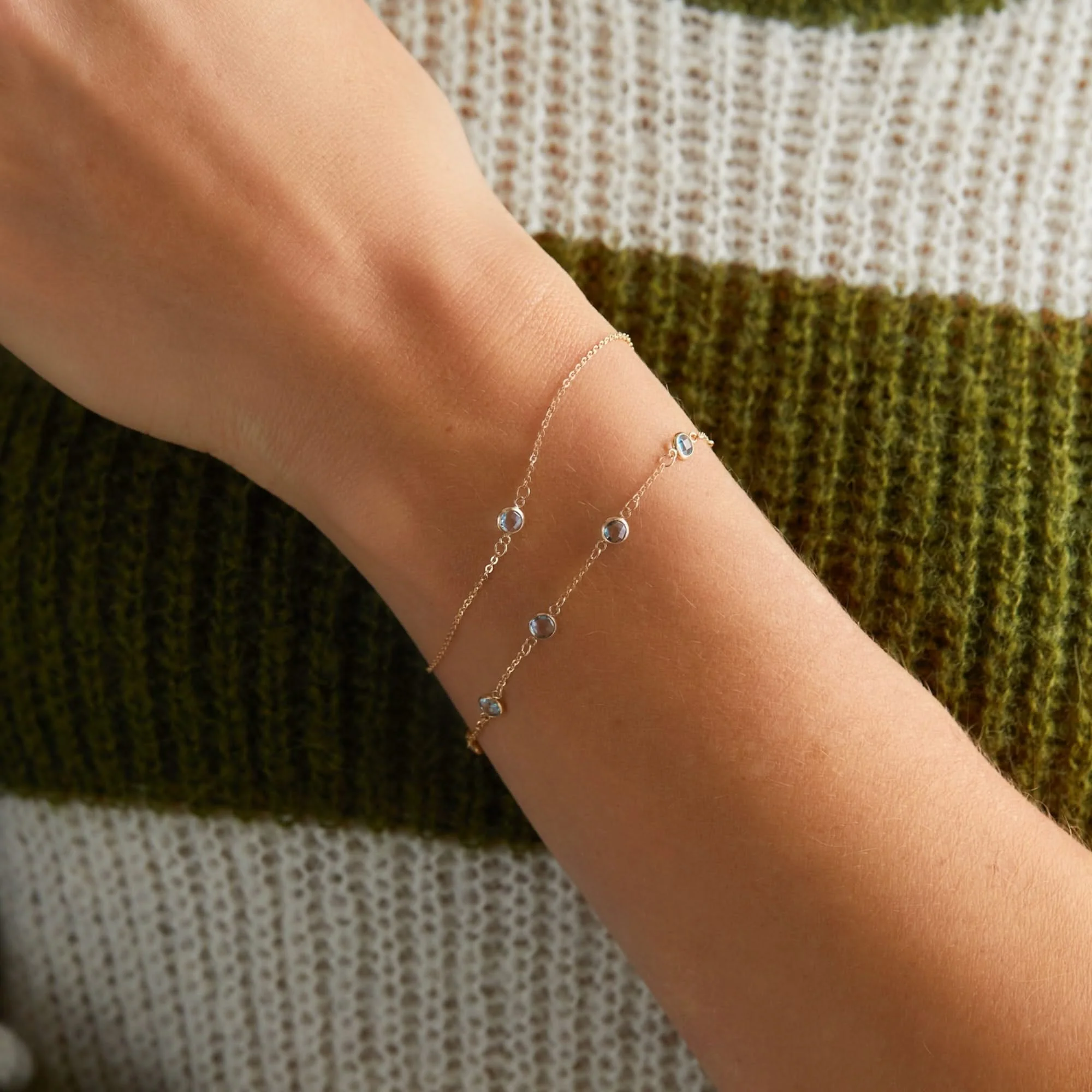 Petite 1 Nantucket Blue Topaz Bracelet in 14k Gold (December) - Image 10