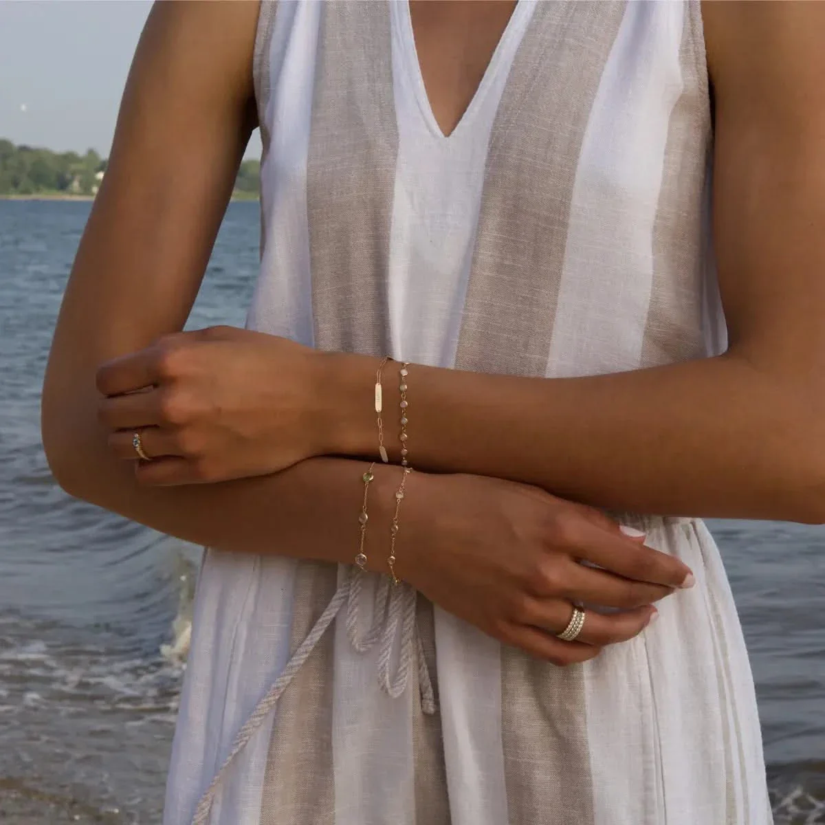 Petite 3 Nameplate Bracelet on Adelaide Mini in 14k Gold - Image 2
