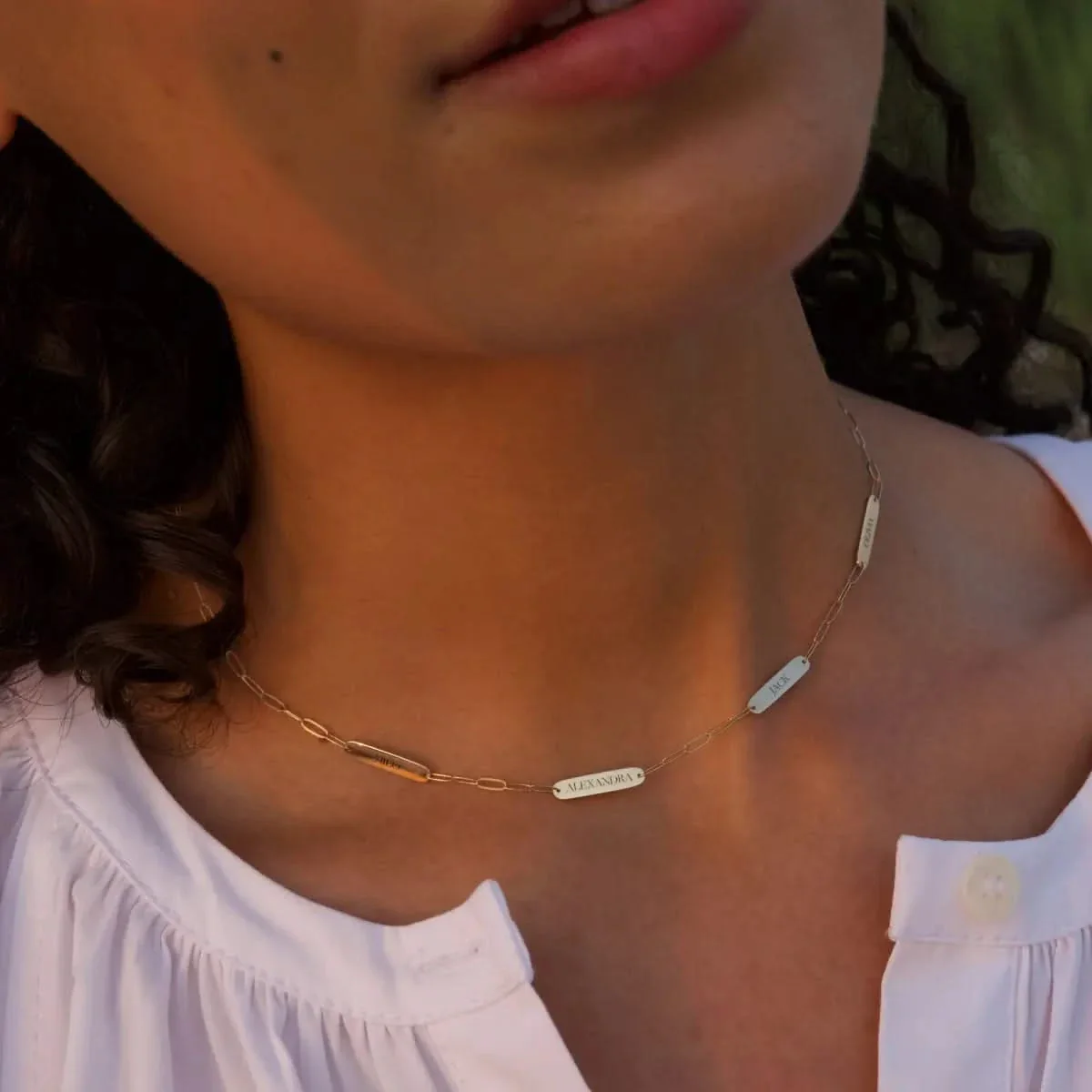 Petite 4 Nameplate Necklace on Adelaide Mini in 14k Gold - Image 6