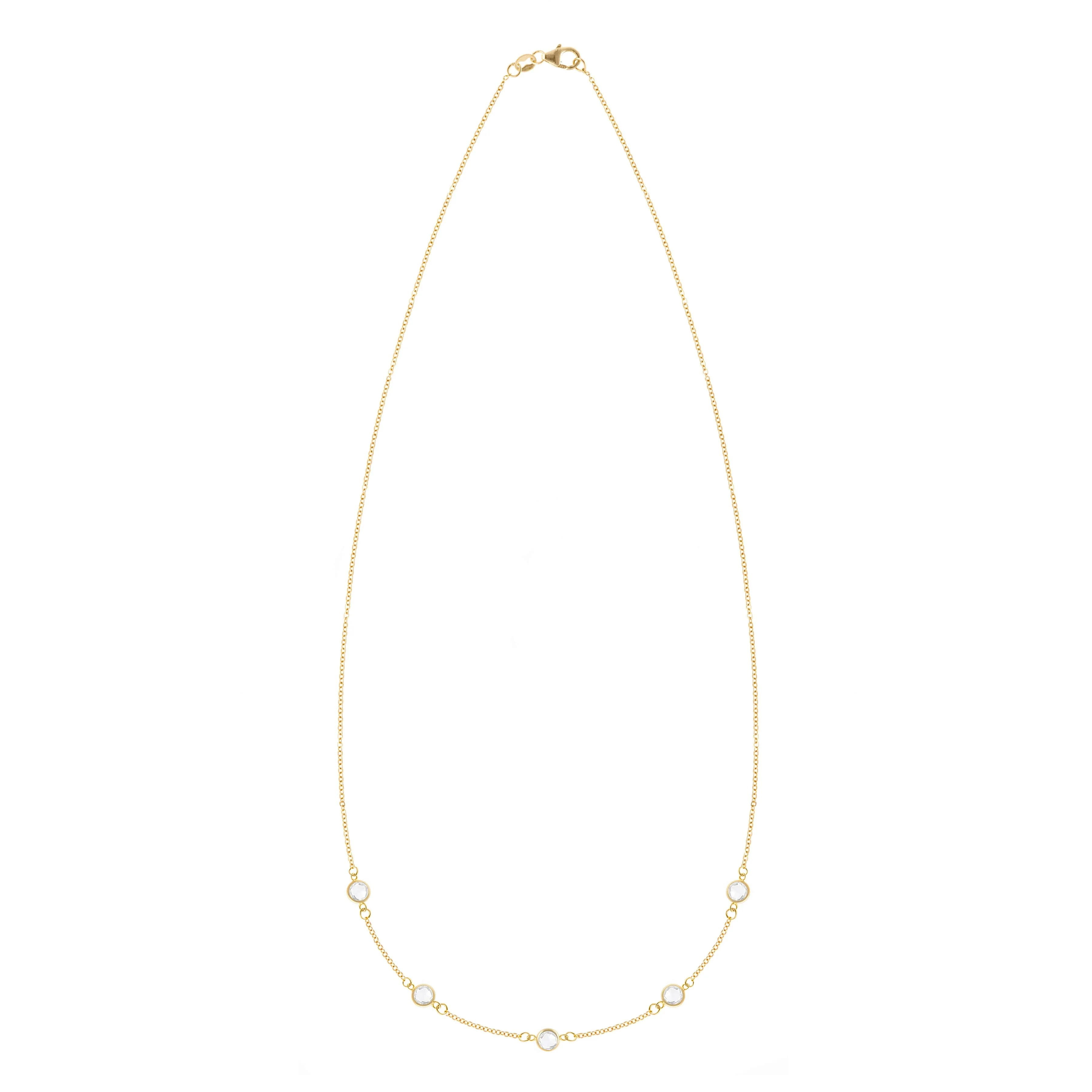 Petite 5 Birthstone Necklace in 14k Gold - Image 4