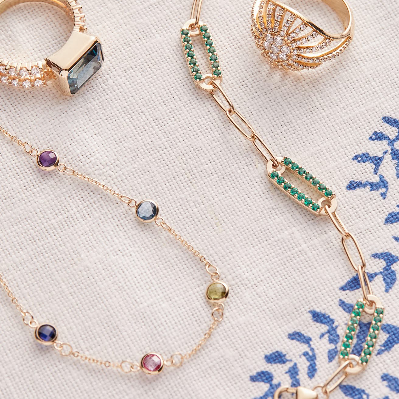 Petite 5 Birthstone Necklace in 14k Gold - Image 6