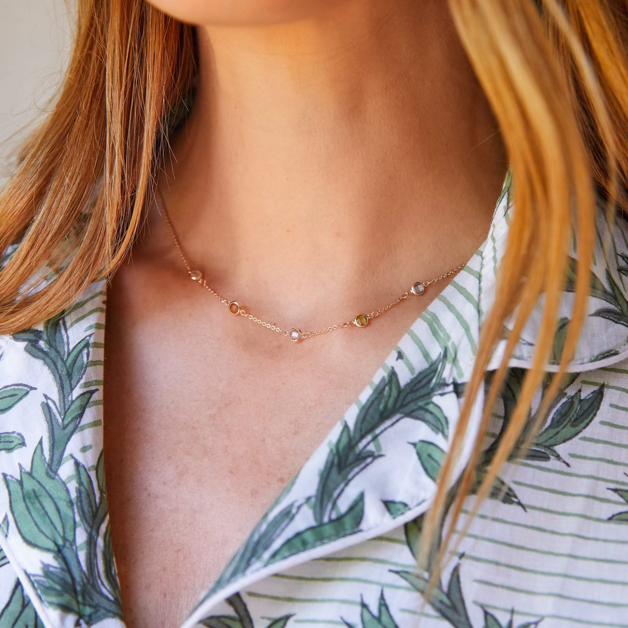Petite 5 Birthstone Necklace in 14k Gold - Image 9