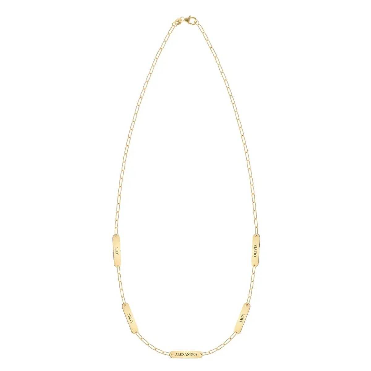 Petite 5 Nameplate Necklace on Adelaide Mini in 14k Gold - Image 5