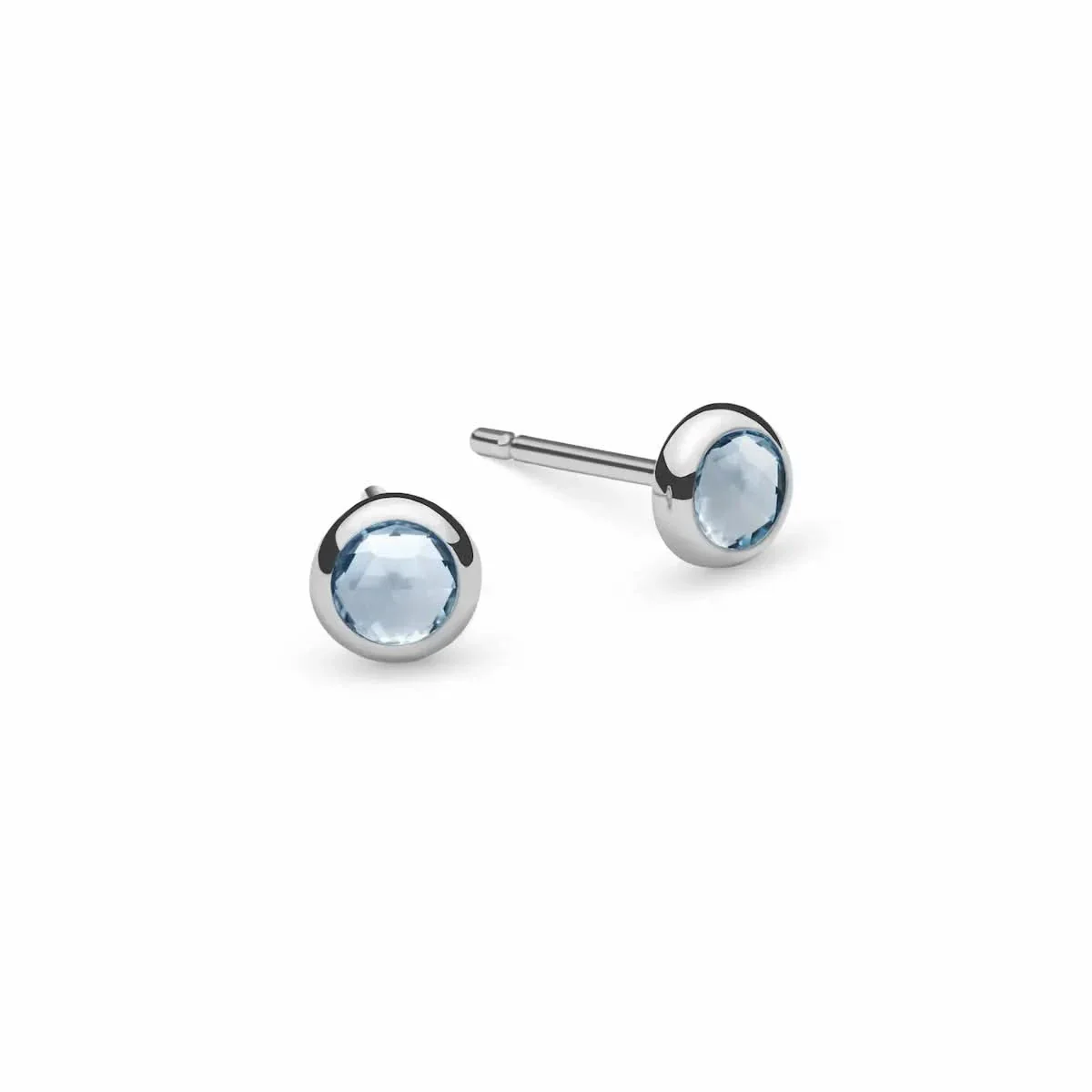 Petite Aquamarine Stud Earrings in 14k Gold (March) - Image 4