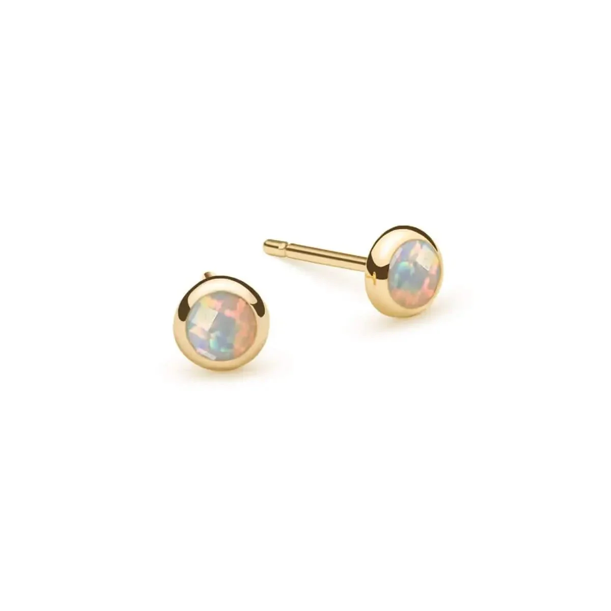 Petite Opal Stud Earrings in 14k Gold (October)