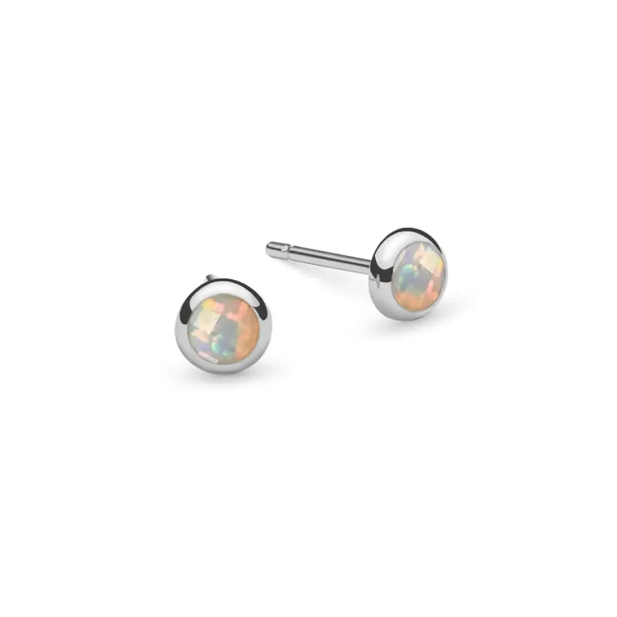 Petite Opal Stud Earrings in 14k Gold (October) - Image 5