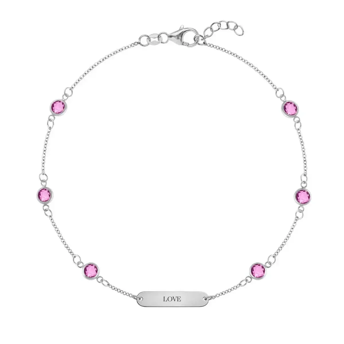 Pink Awareness LOVE & 6 Petite Pink Sapphire Bracelet - Image 7