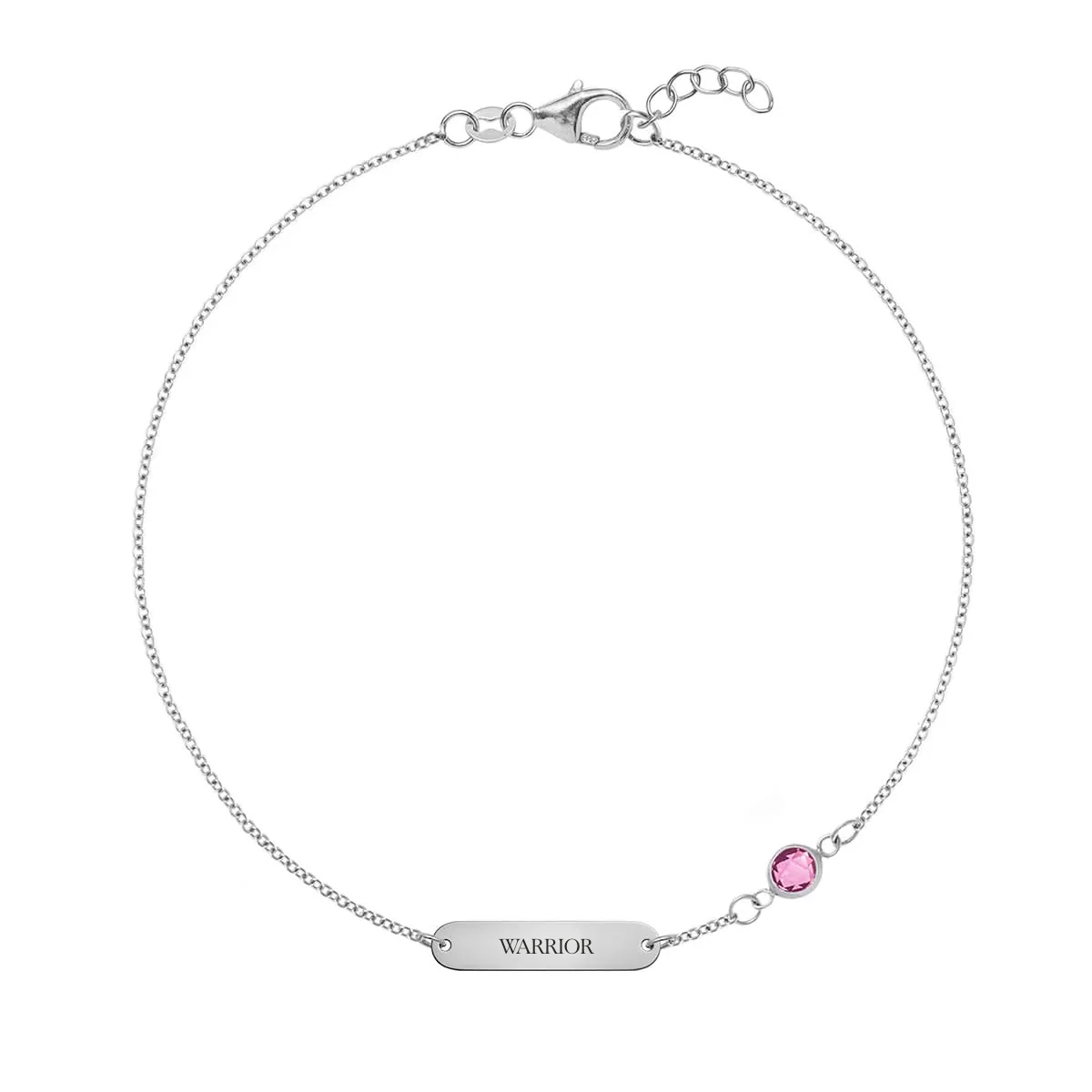 Pink Awareness WARRIOR & 1 Petite Pink Sapphire Bracelet in 14k Gold - Image 7