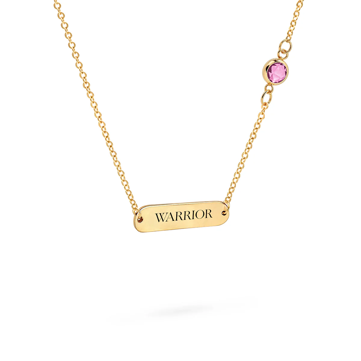 Pink Awareness WARRIOR & 1 Petite Pink Sapphire Necklace in 14k Gold - Image 4