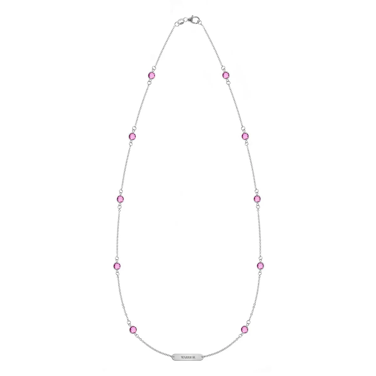Pink Awareness WARRIOR & 10 Petite Pink Sapphire Necklace in 14k Gold - Image 5